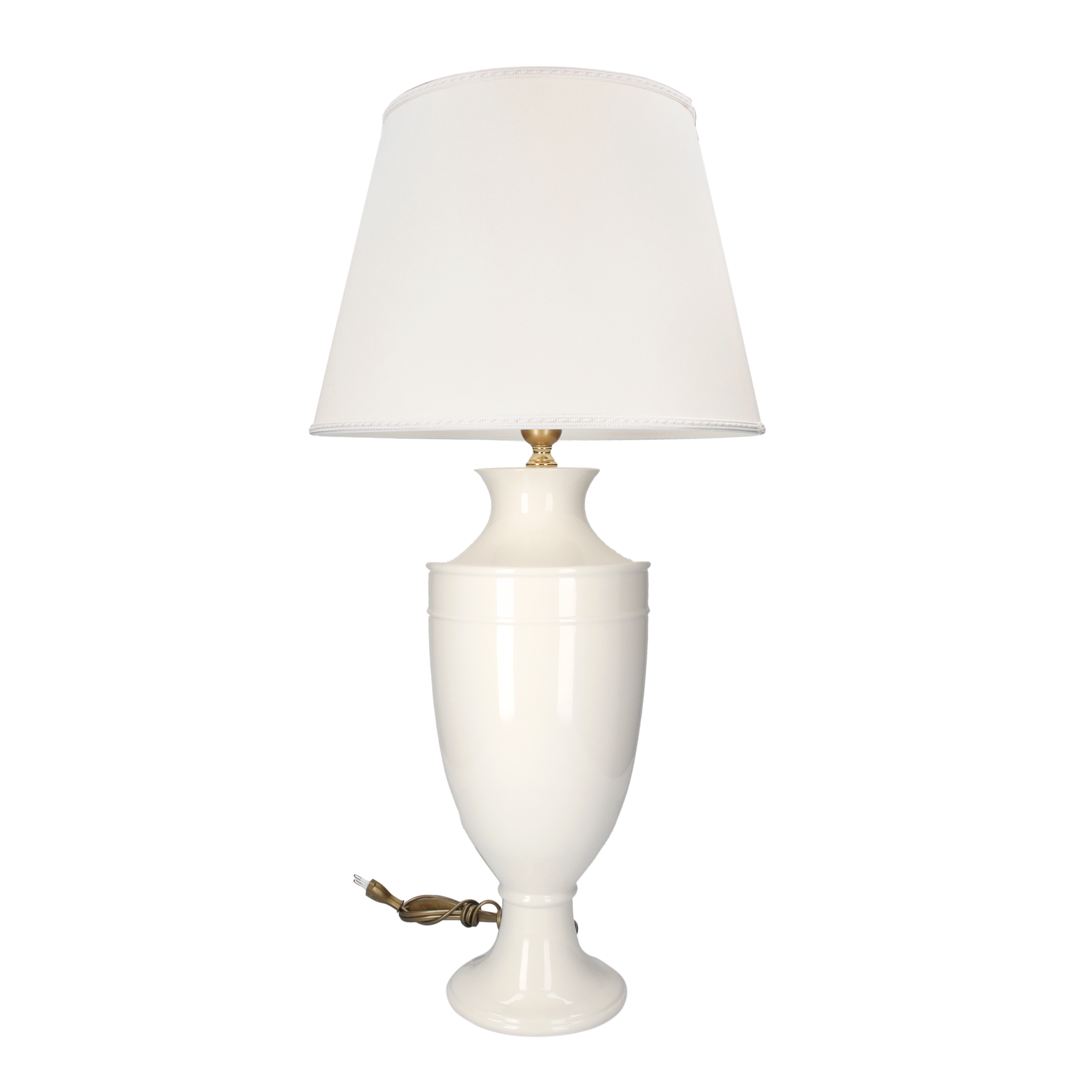 Base lampada impero bianca h 52x20 cm in ceramica
