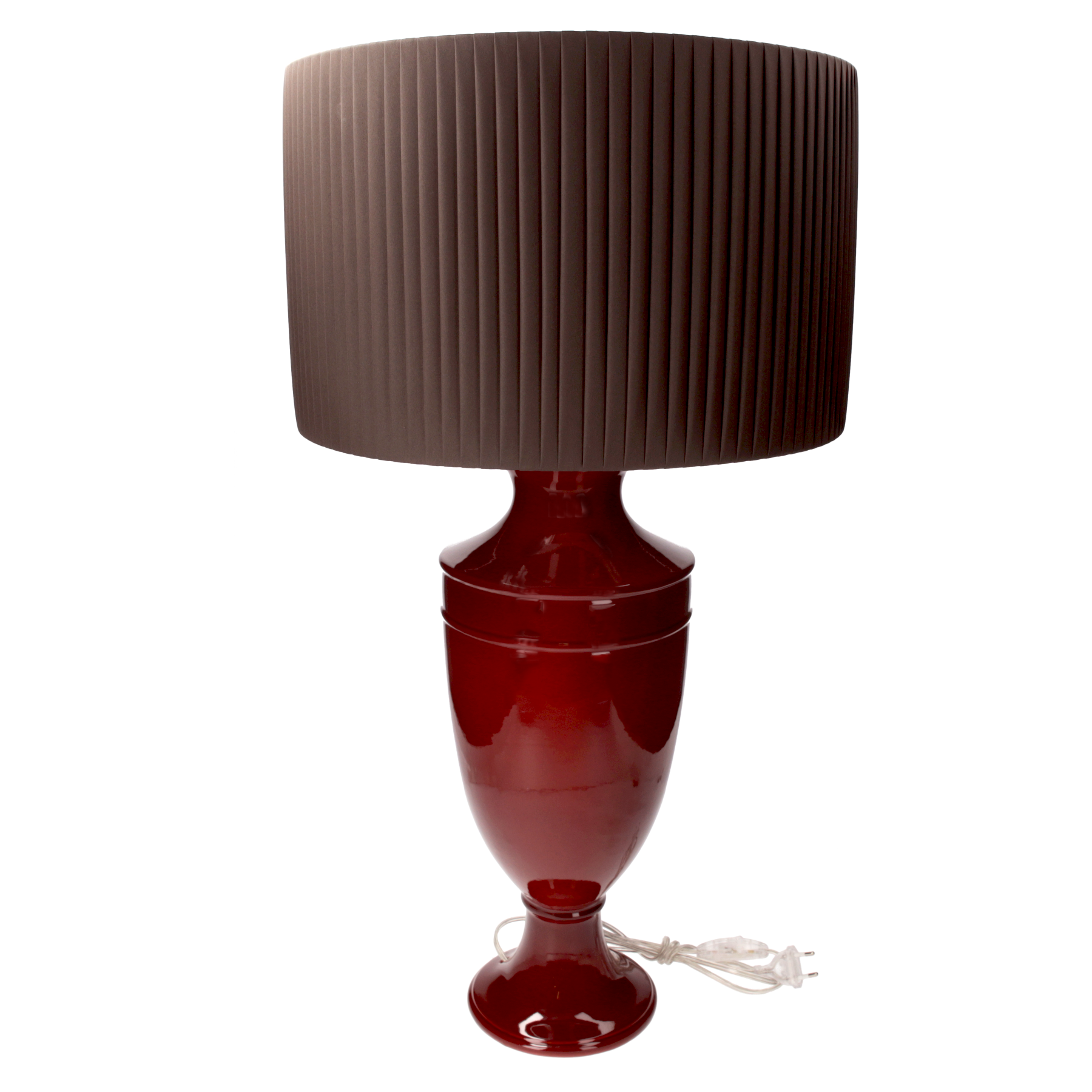 Base lampada impero bordeaux h 52x20 cm in ceramica