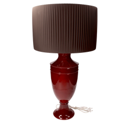 Base lampada impero bordeaux h 52x20 cm in ceramica
