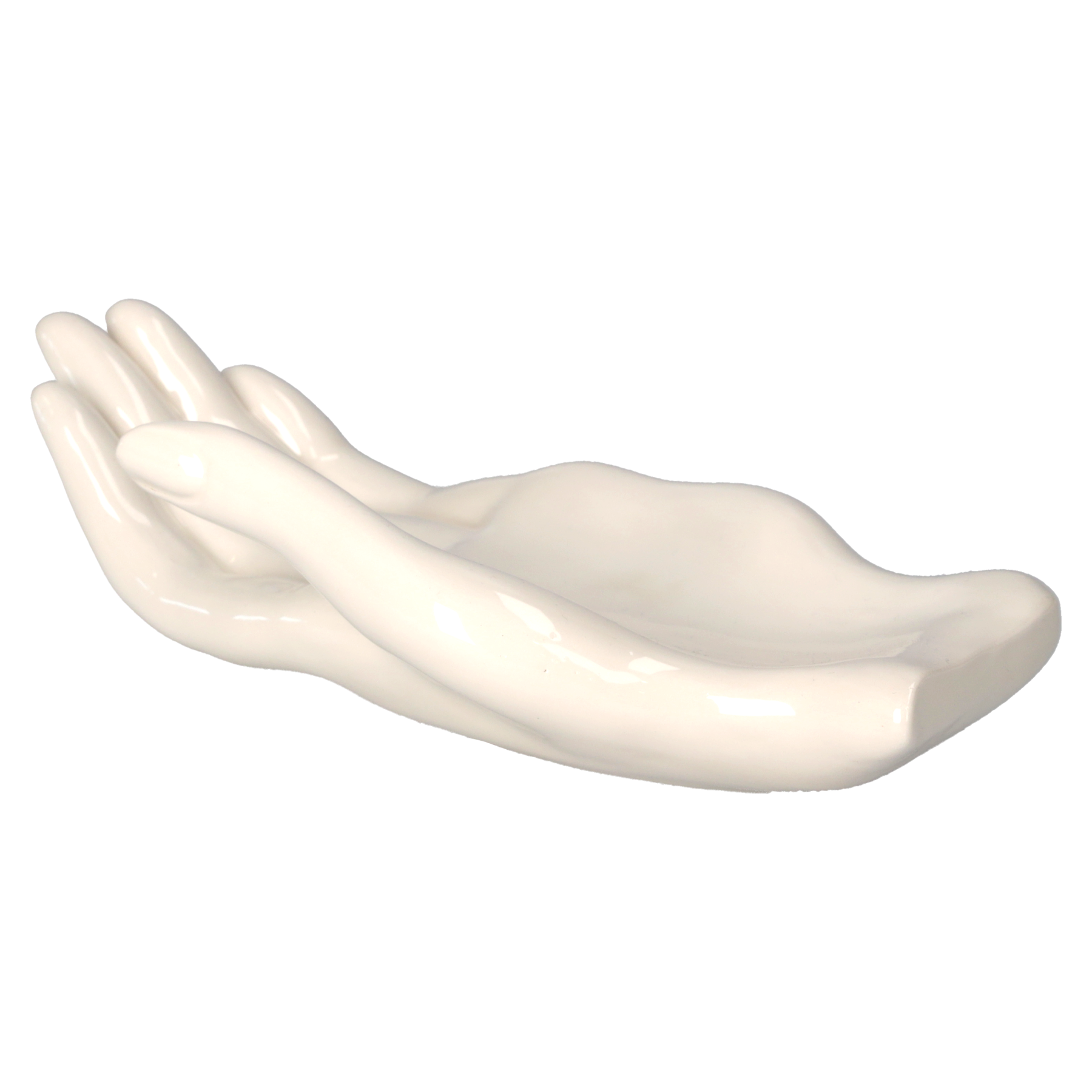 Mano portabiglietti ceramica bianca 24x11x8