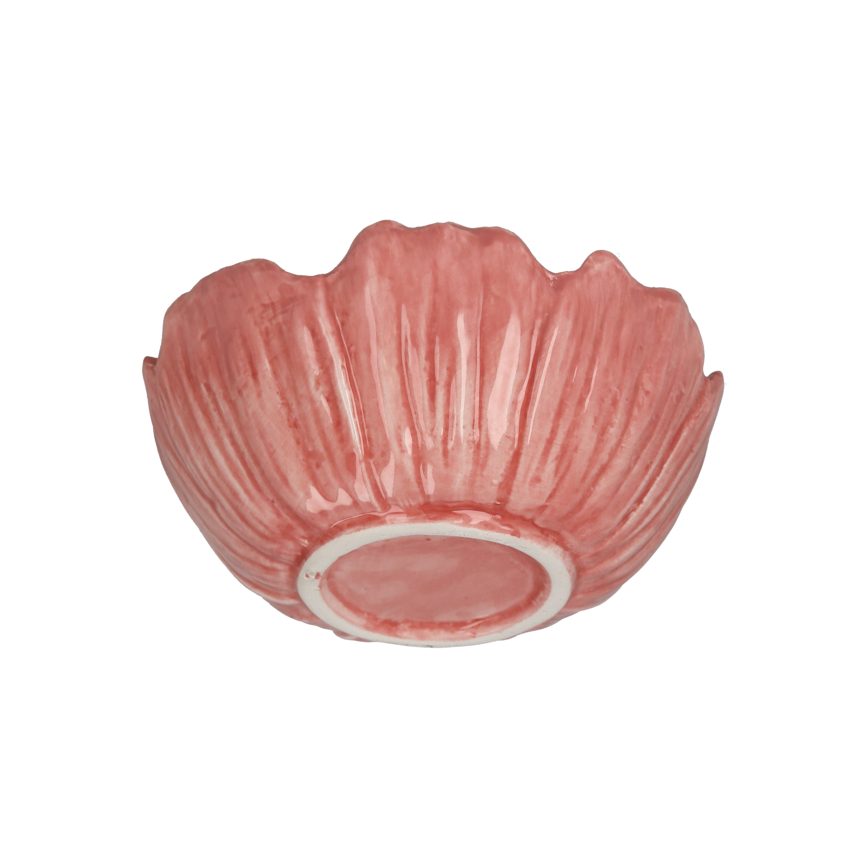 Ciotola in ceramica a fiore rosa, diametro cm 13