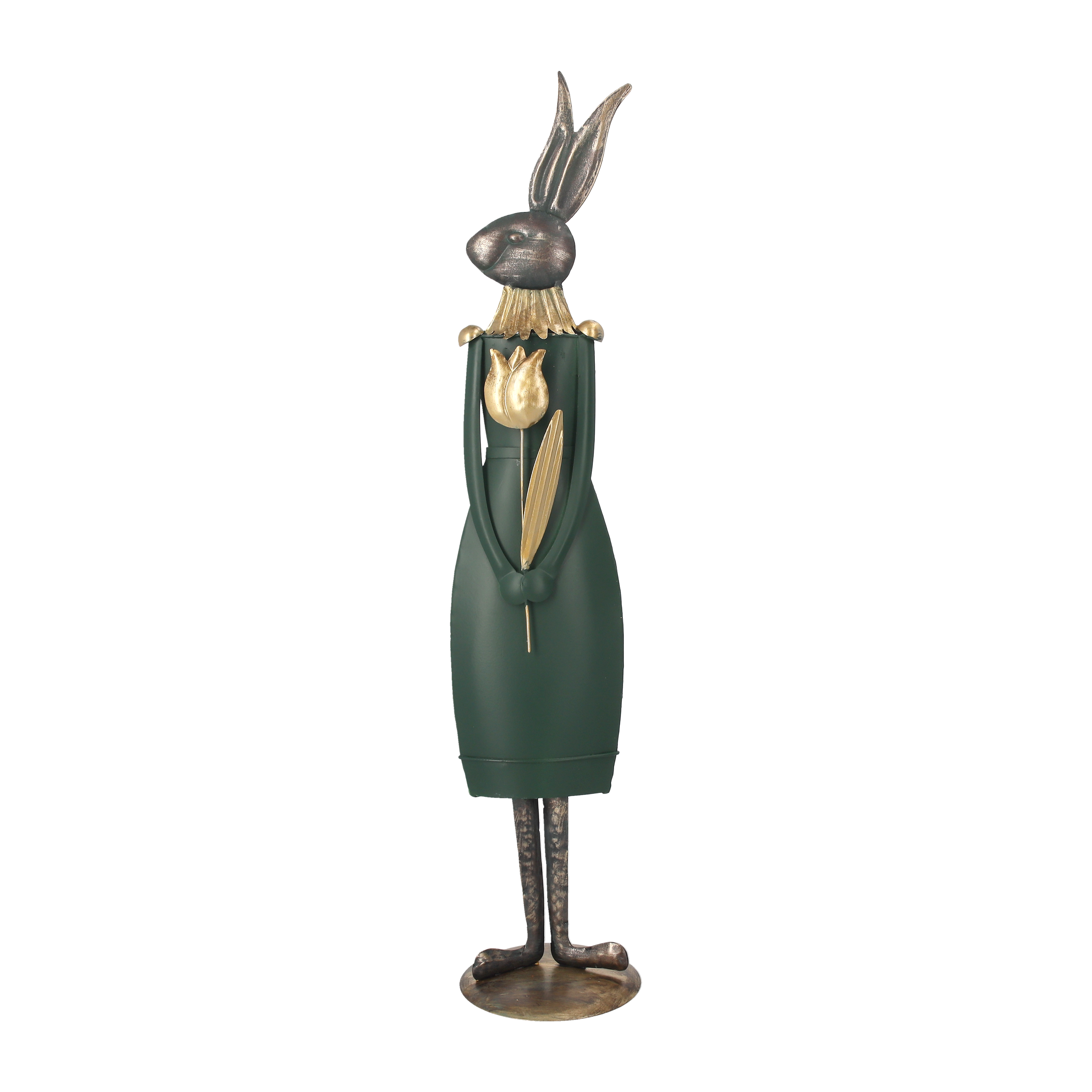 Coniglietta decorativa resina oro verde tulip H48 D10