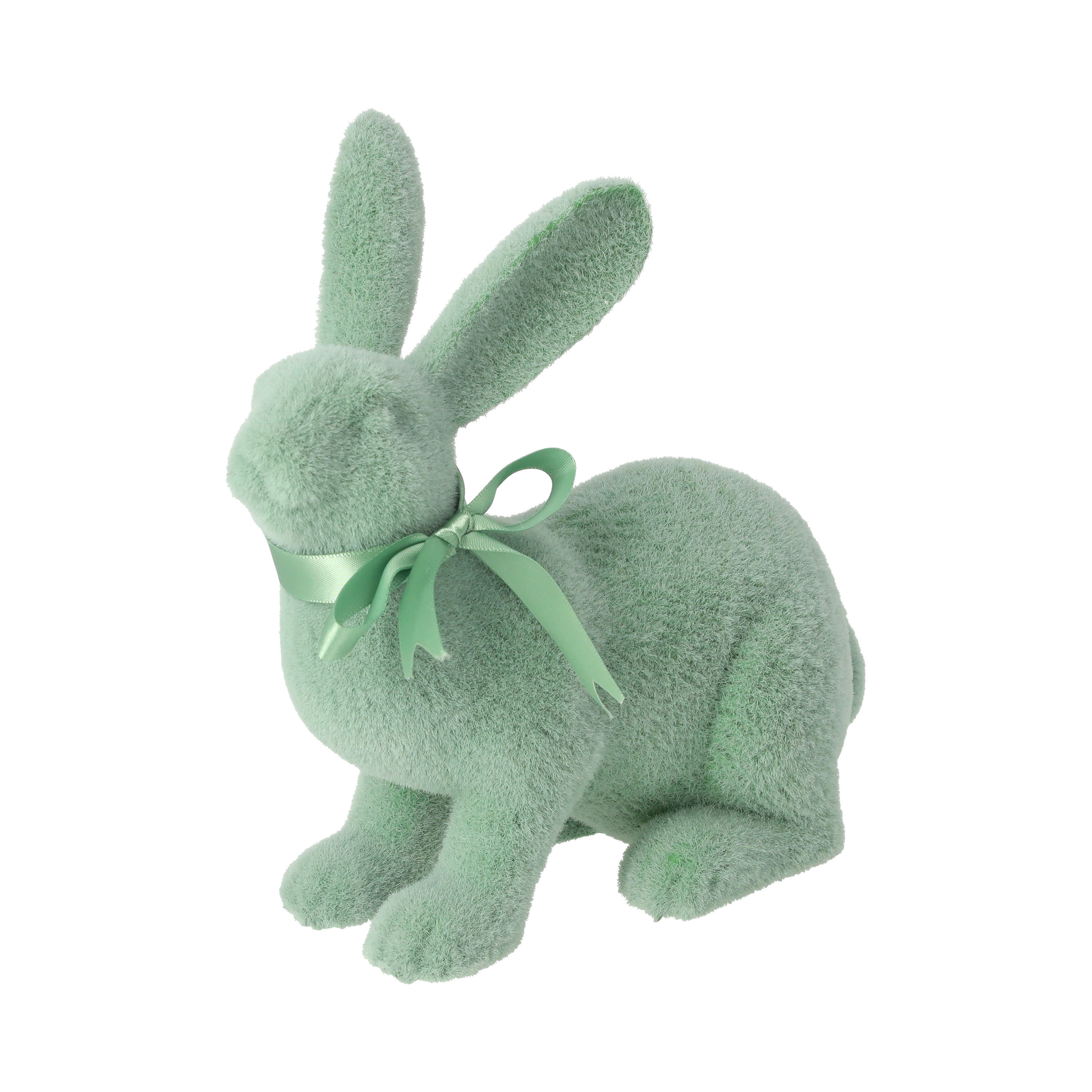 Coniglietto decorativo sintetico verde seduto H21x24x19