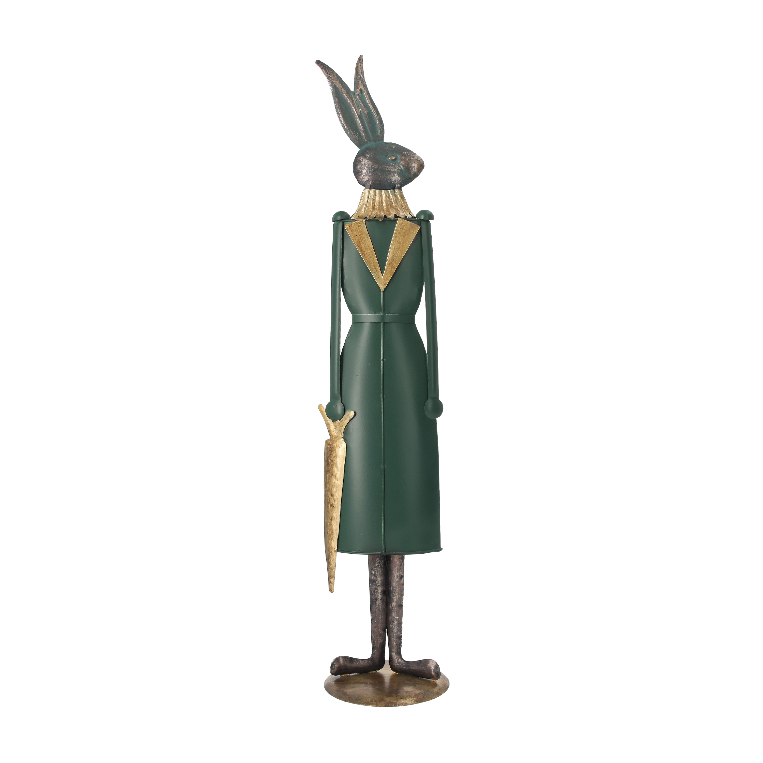 Coniglietto decorativo latta verde/oro ombrello H50 D10