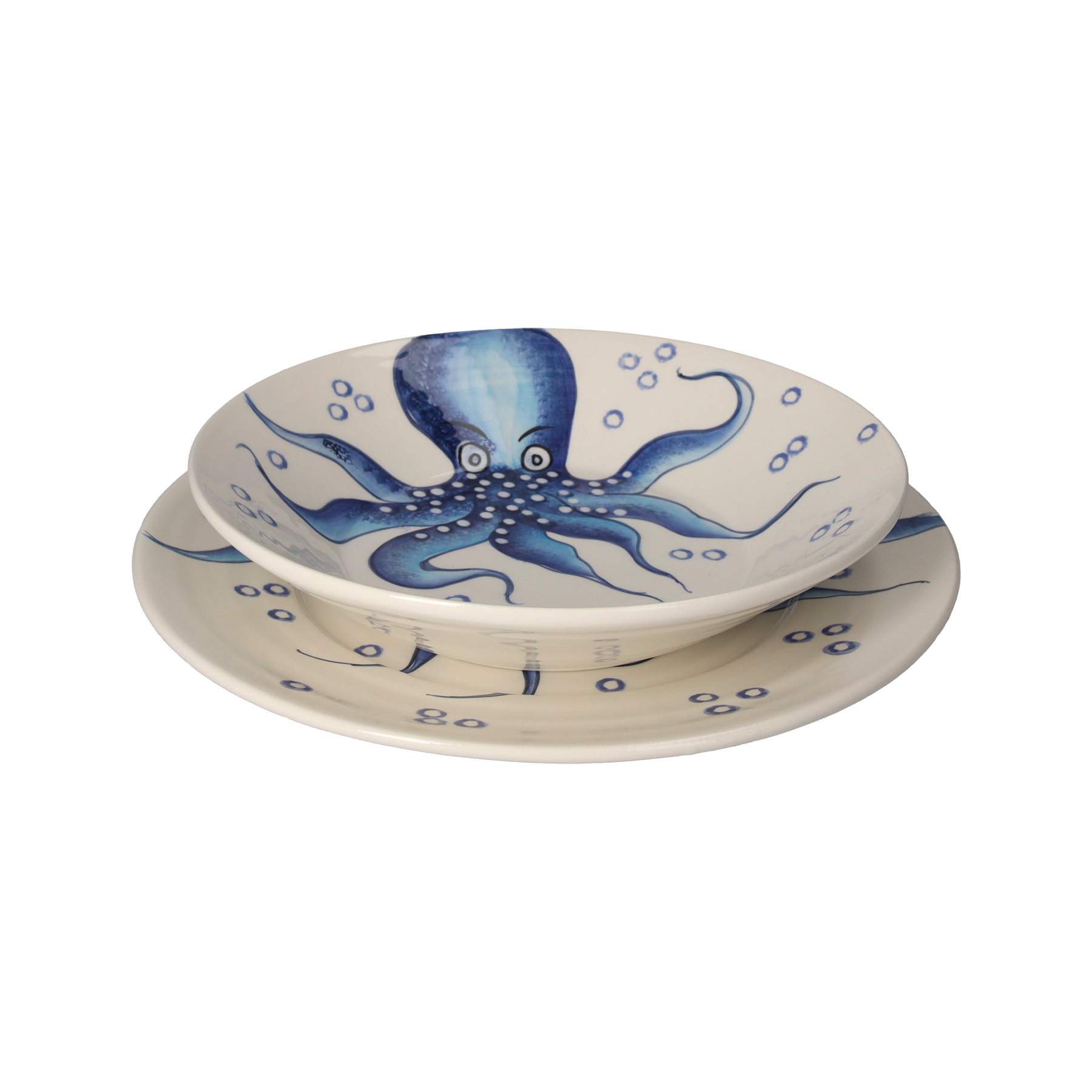 Coppia Piatti Polipo in Ceramica Ø29 cm – Design Mare made in Italy