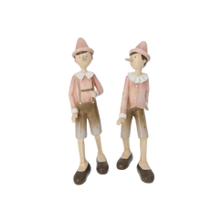 Coppia Pinocchi pink in resina h 28 cm