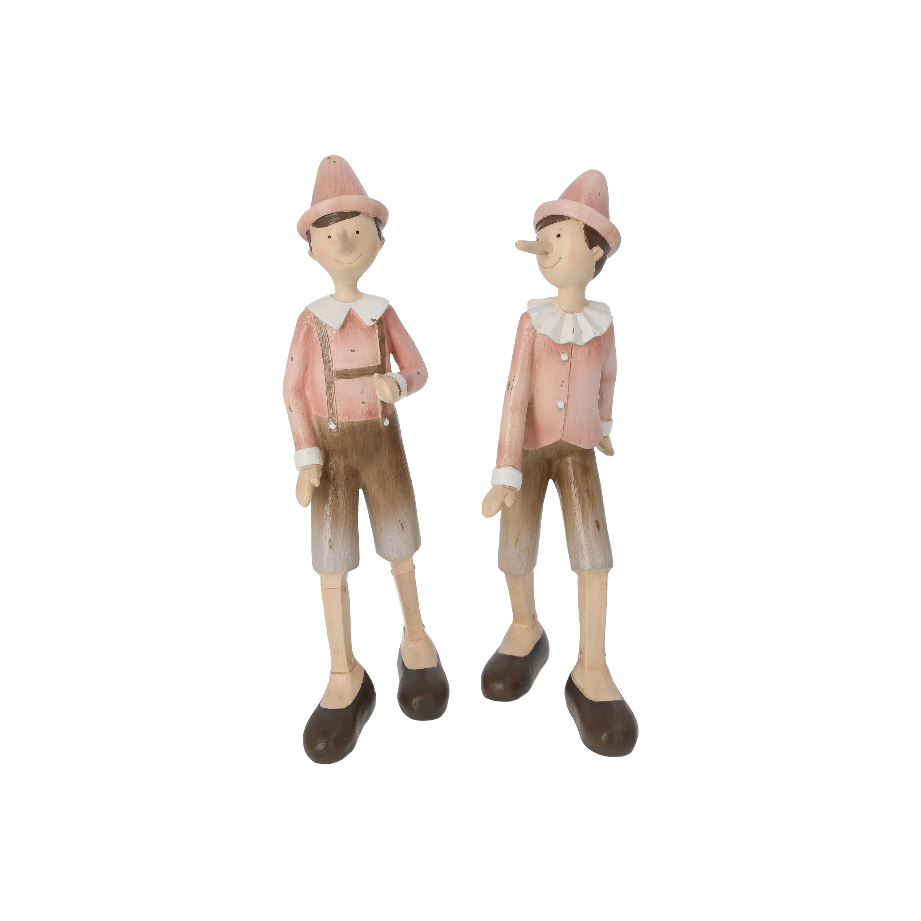 Coppia Pinocchi pink in resina h 28 cm