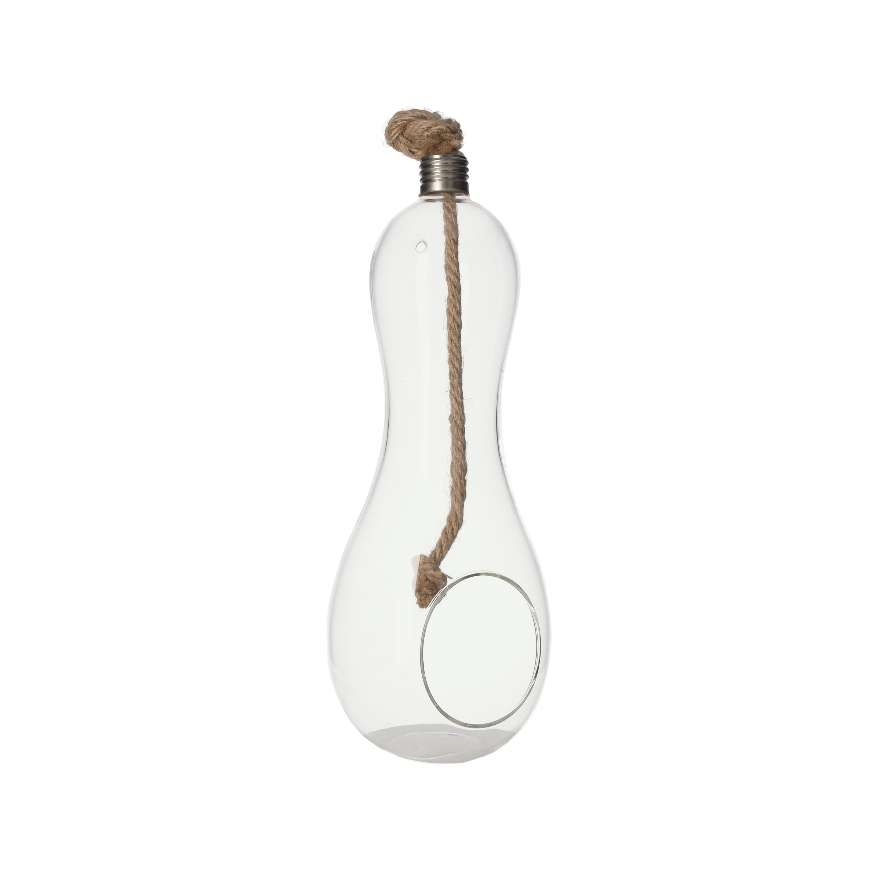 Portacandela zucca h 32 l 11 cm in vetro con corda