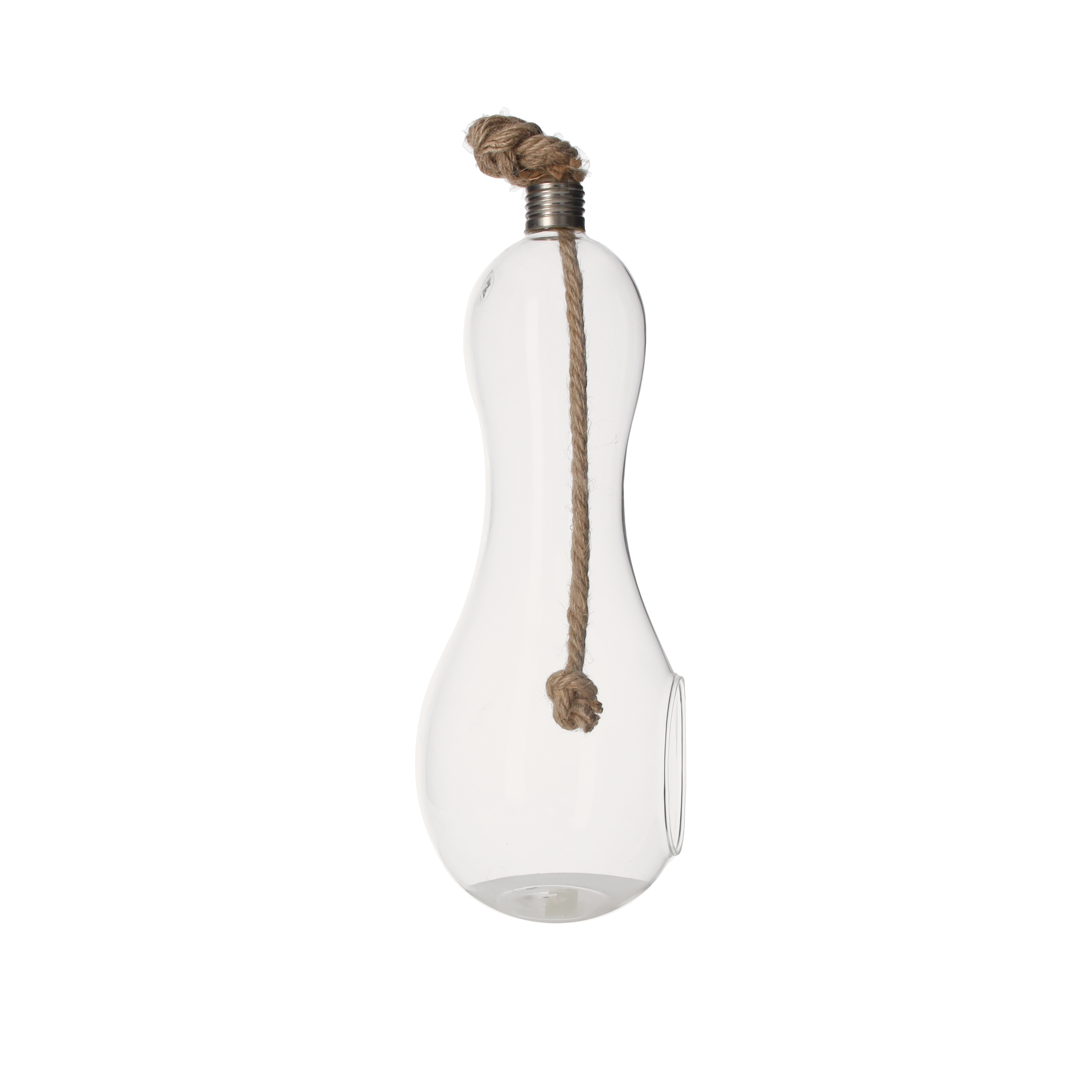 Portacandela zucca h 32 l 11 cm in vetro con corda