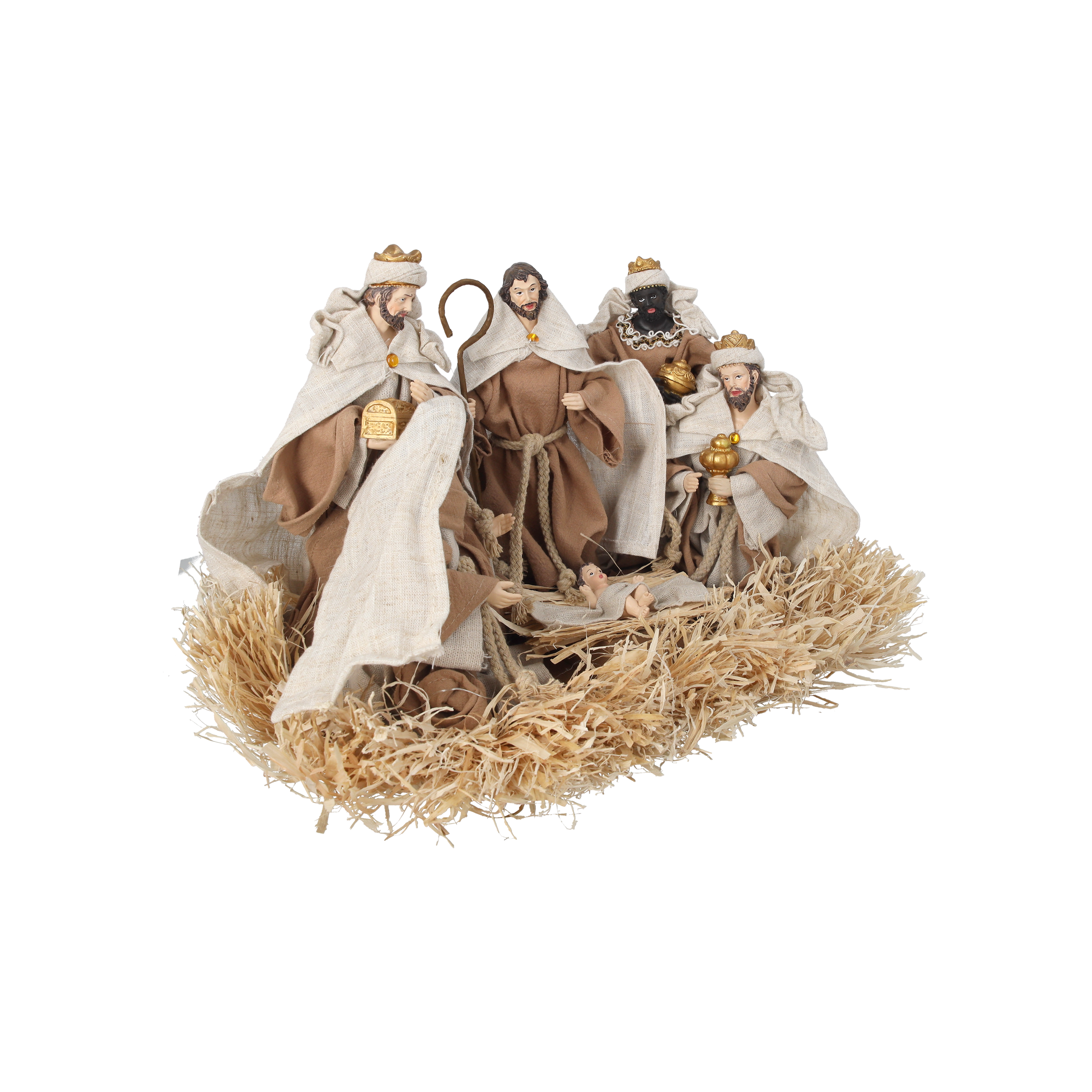 Natività con led h 25x43x30 cm con statuine decorazione natalizia