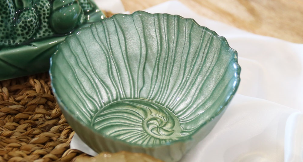 Bowl conchiglia verde d 14 cm in vetro