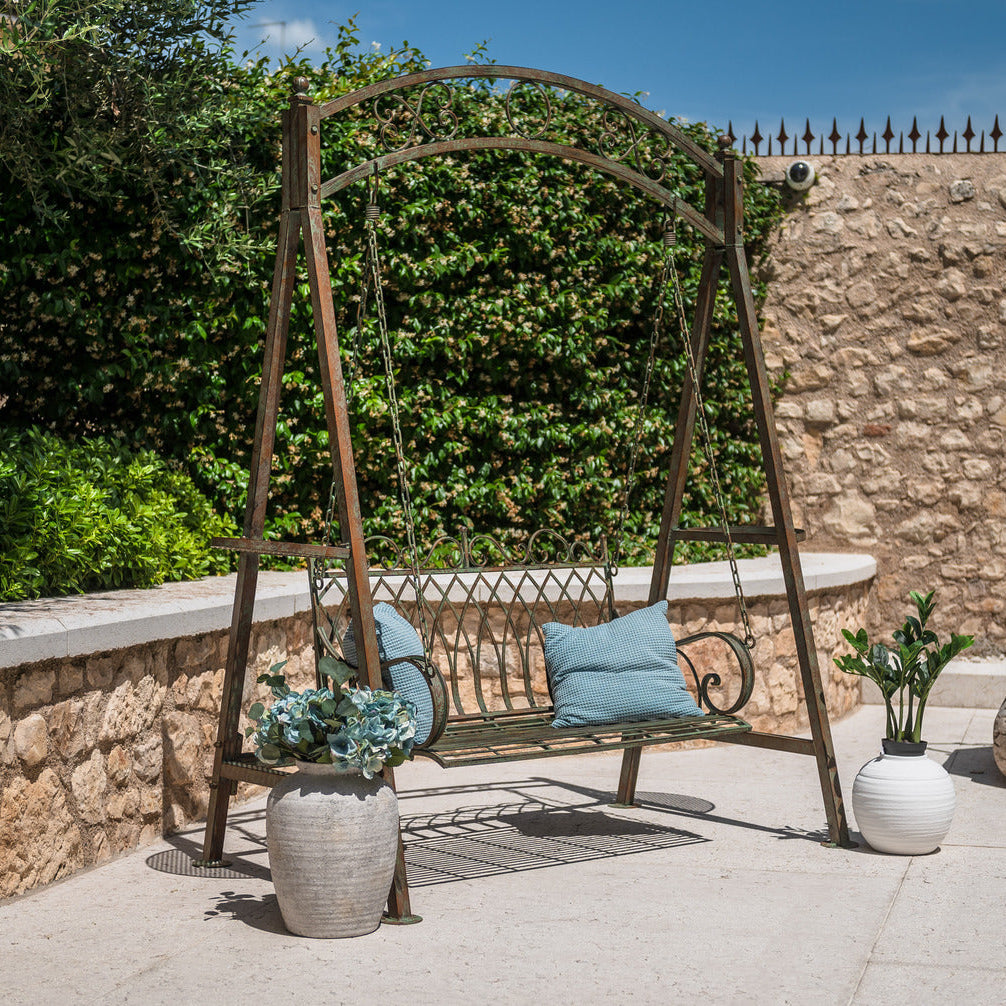 Dondolo in ferro verde inglese 140x92x170H