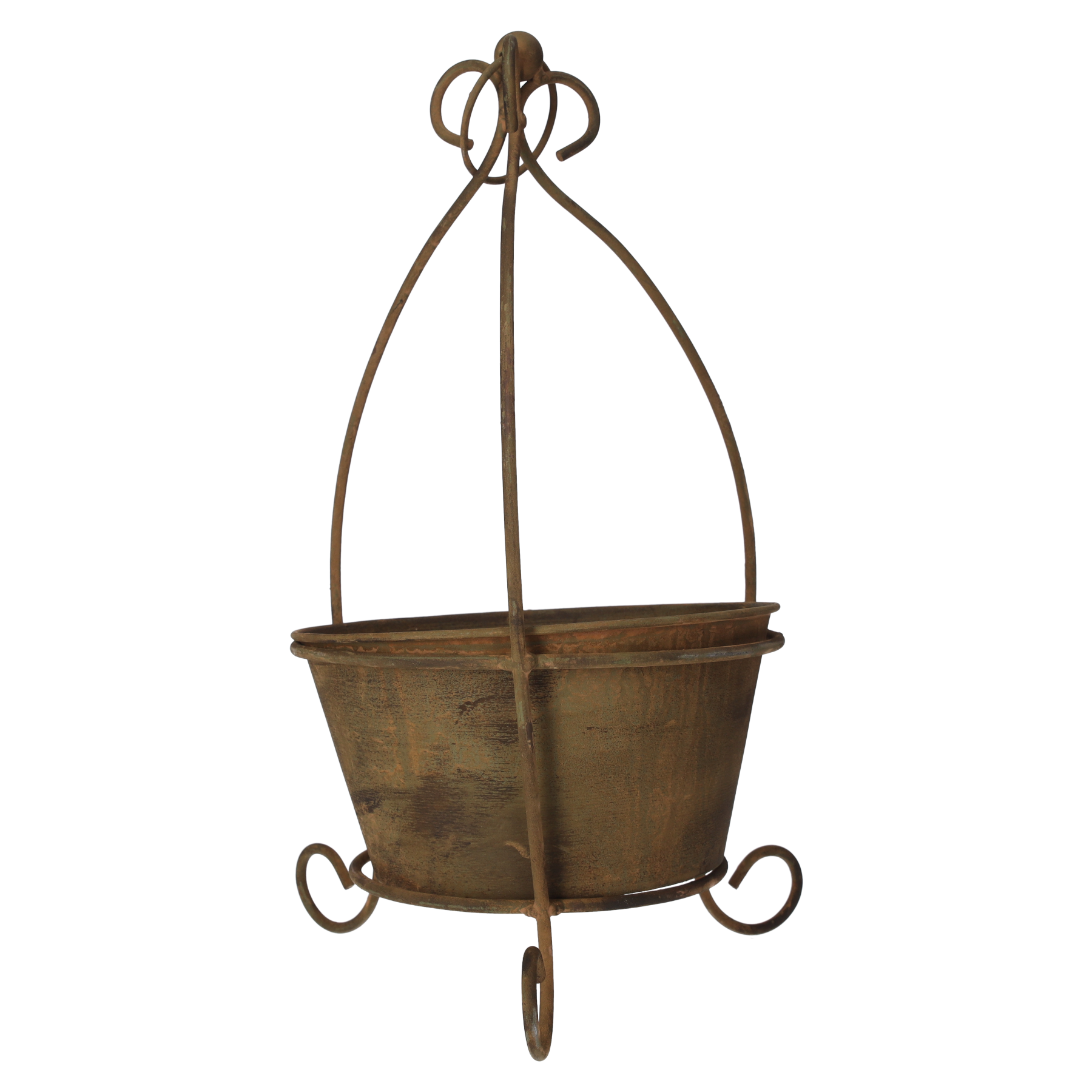 Coppia vasi ruggine in ferro grigio h 40 d 20 / h 35 d 15 cm