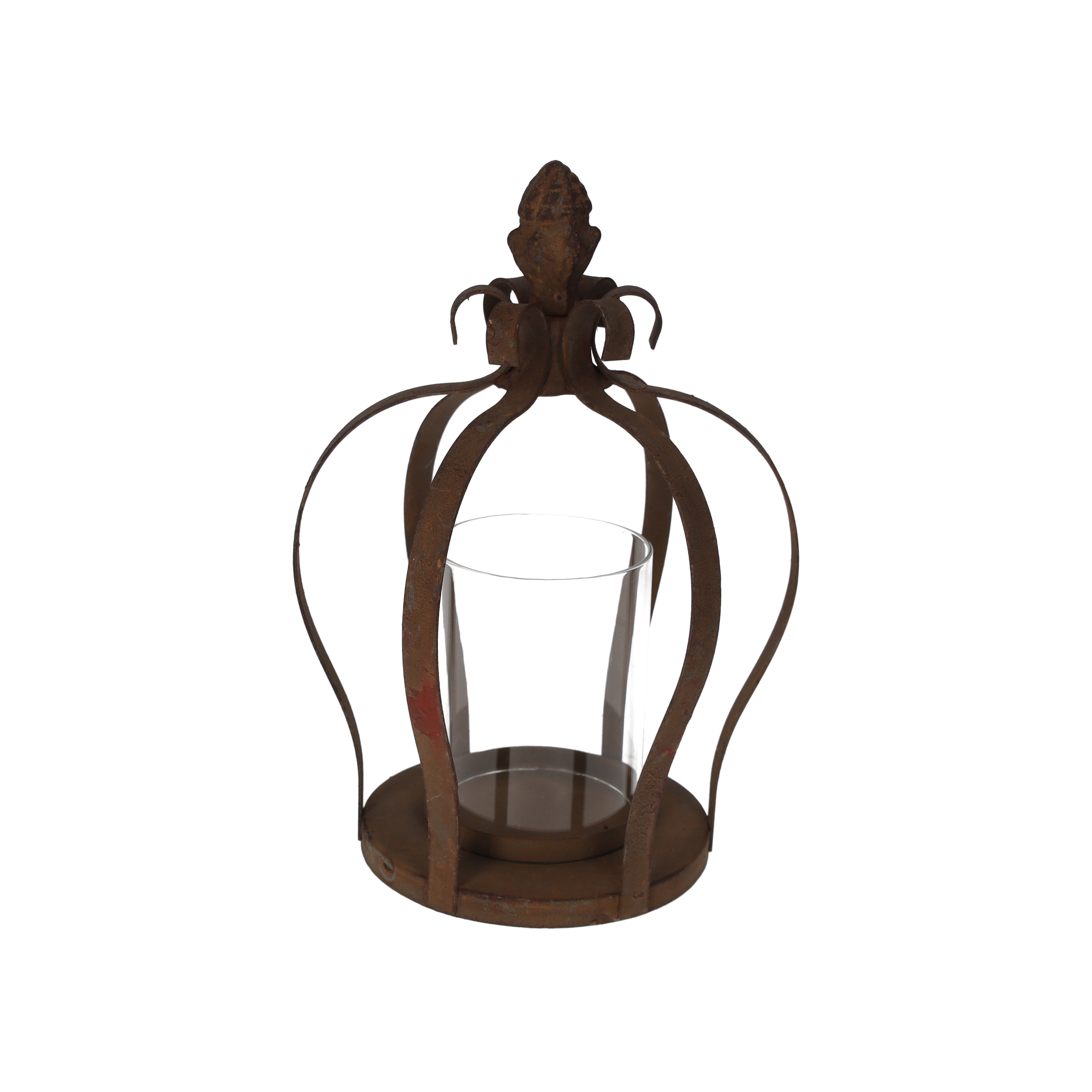 Coroncina portacandela ferro shabby h 25 d 16 cm