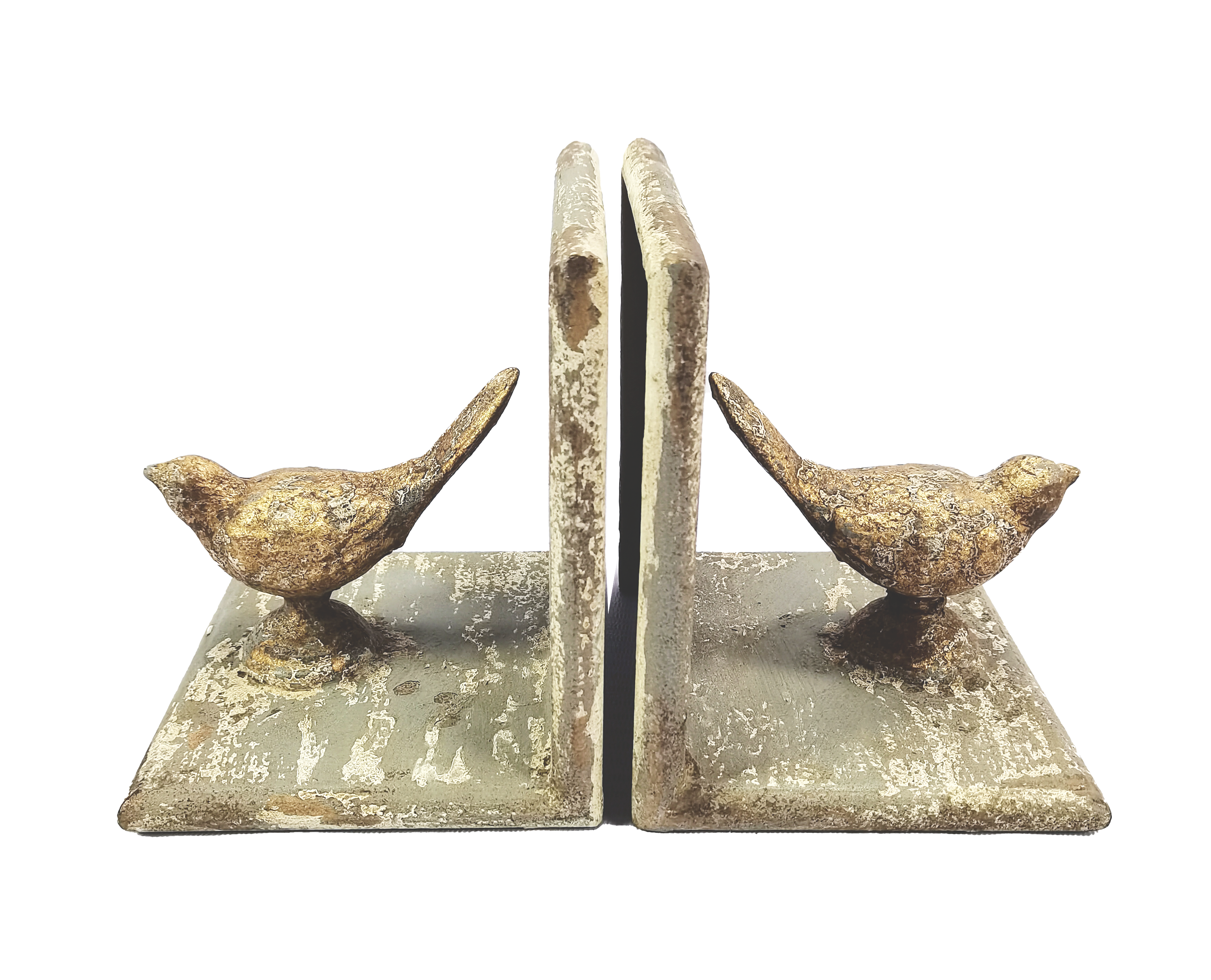 Fermalibri uccelli in ferro shabby h 16 l 26 cm