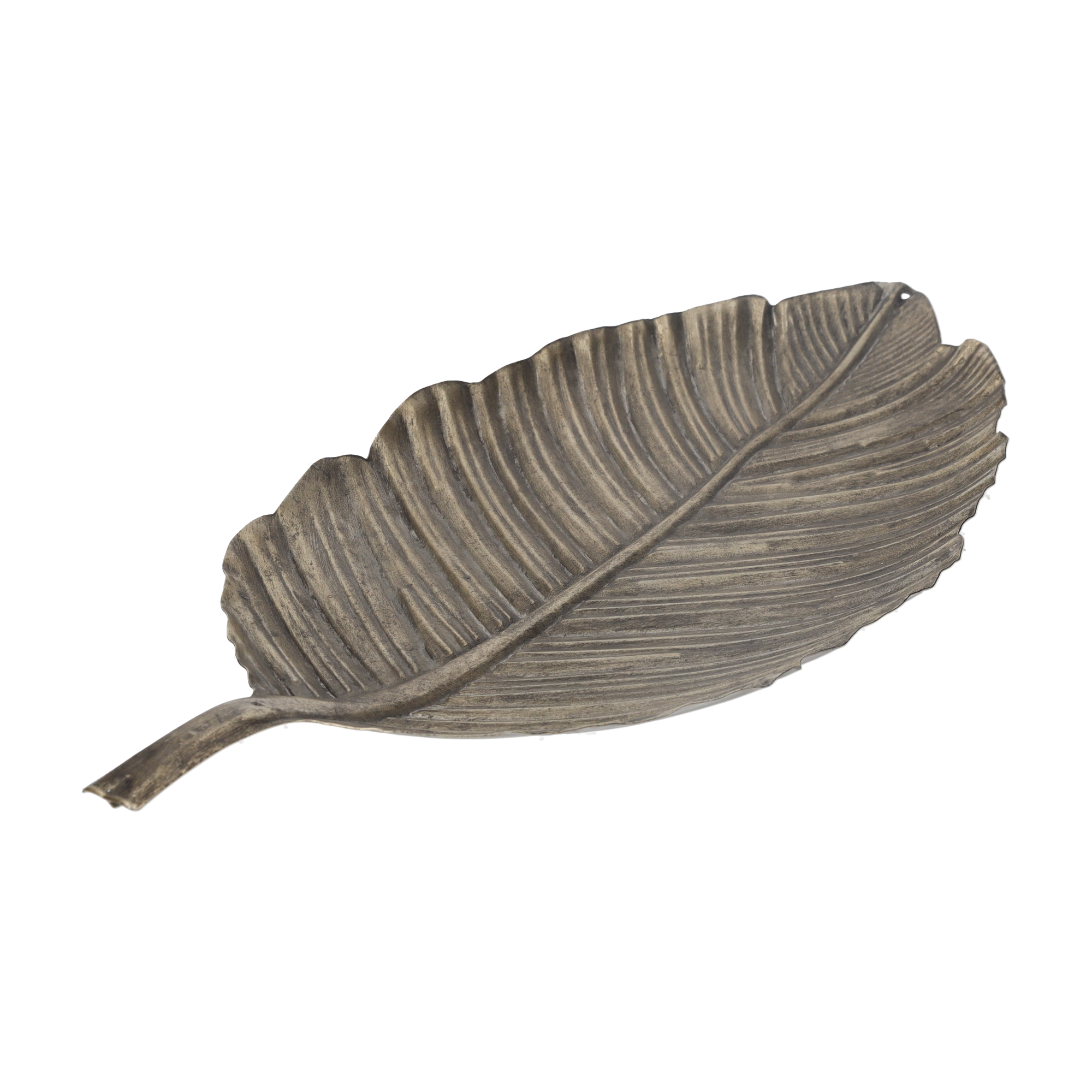 Vassoio foglia 45x21,5 cm in metallo oro scuro