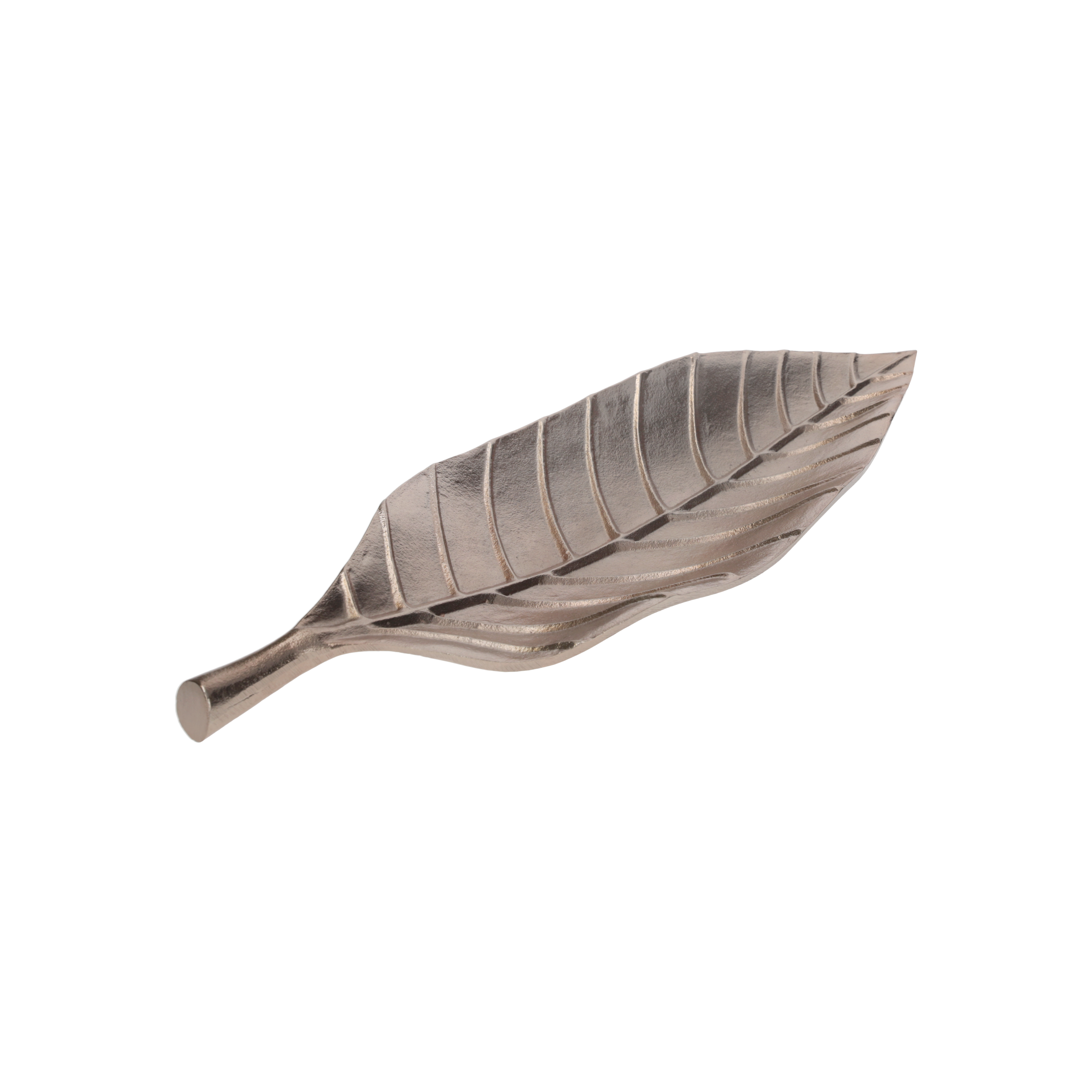 Centrotavola foglia ramata h 4,5x45x16 cm in metallo