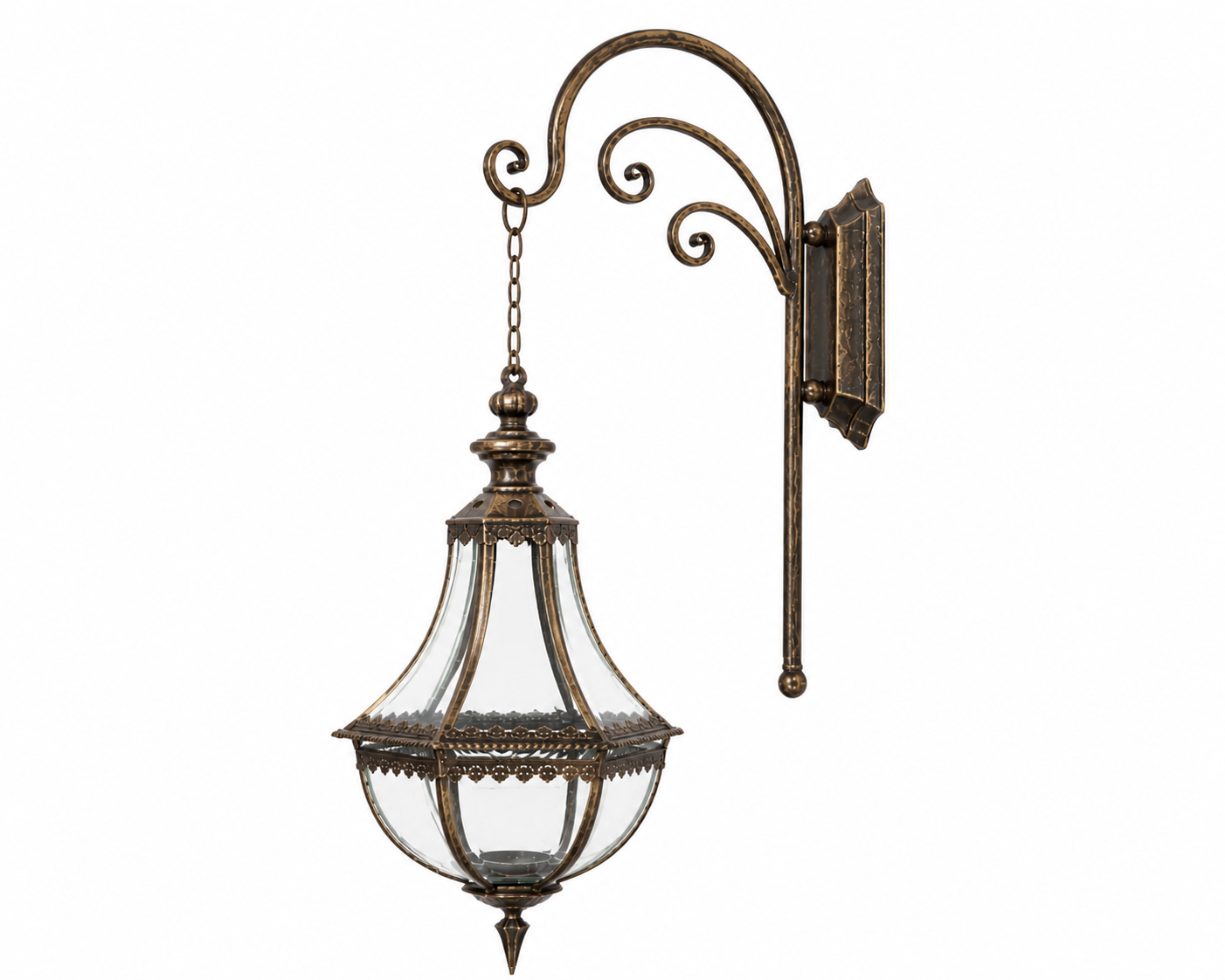 Lanterna da muro goccia con staffa 80x45x30 cm in ferro color rame
