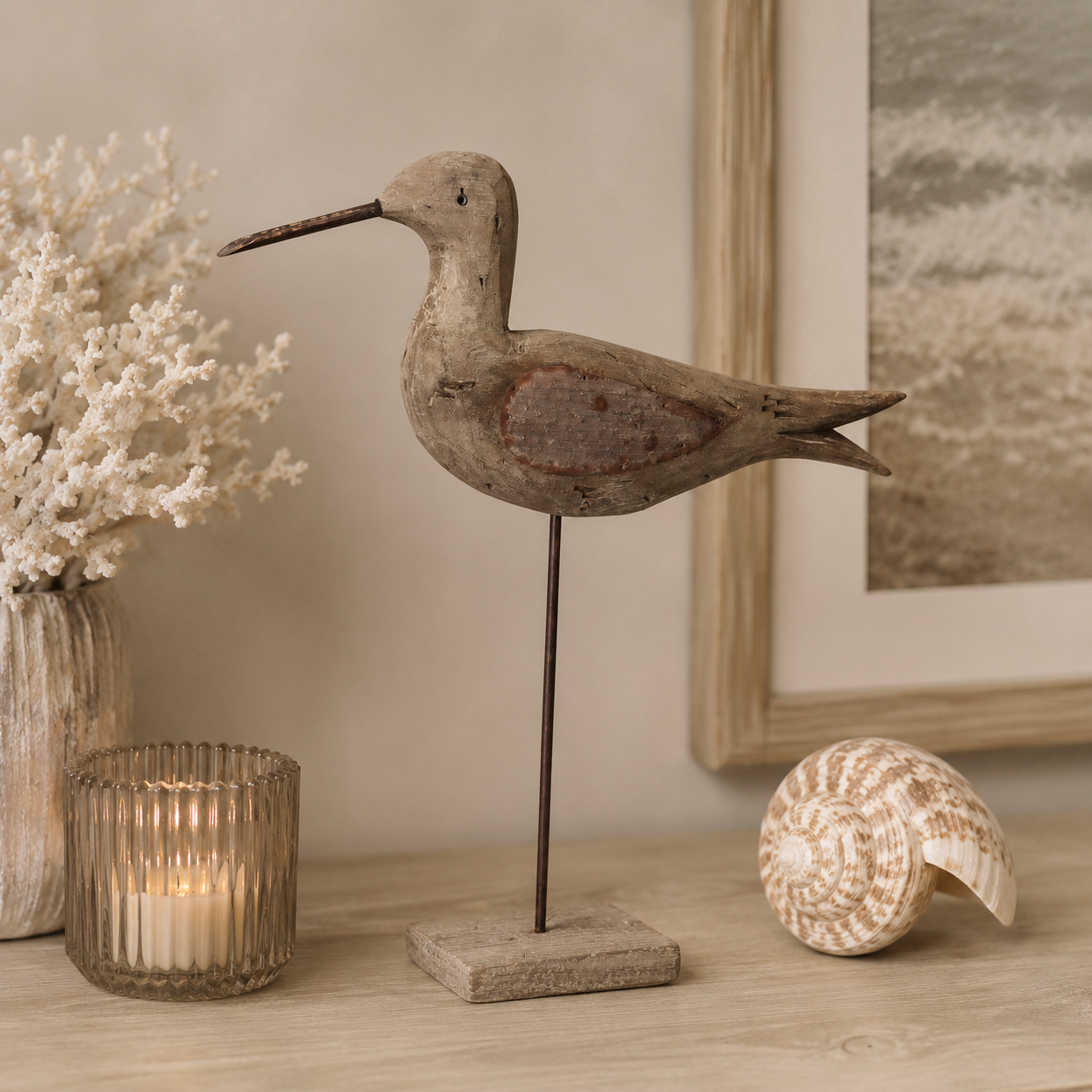 Gabbiano decorativo legno marrone 40x40