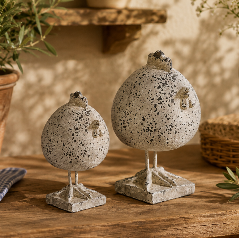 Galletto decorativo resina grigio H26 D15