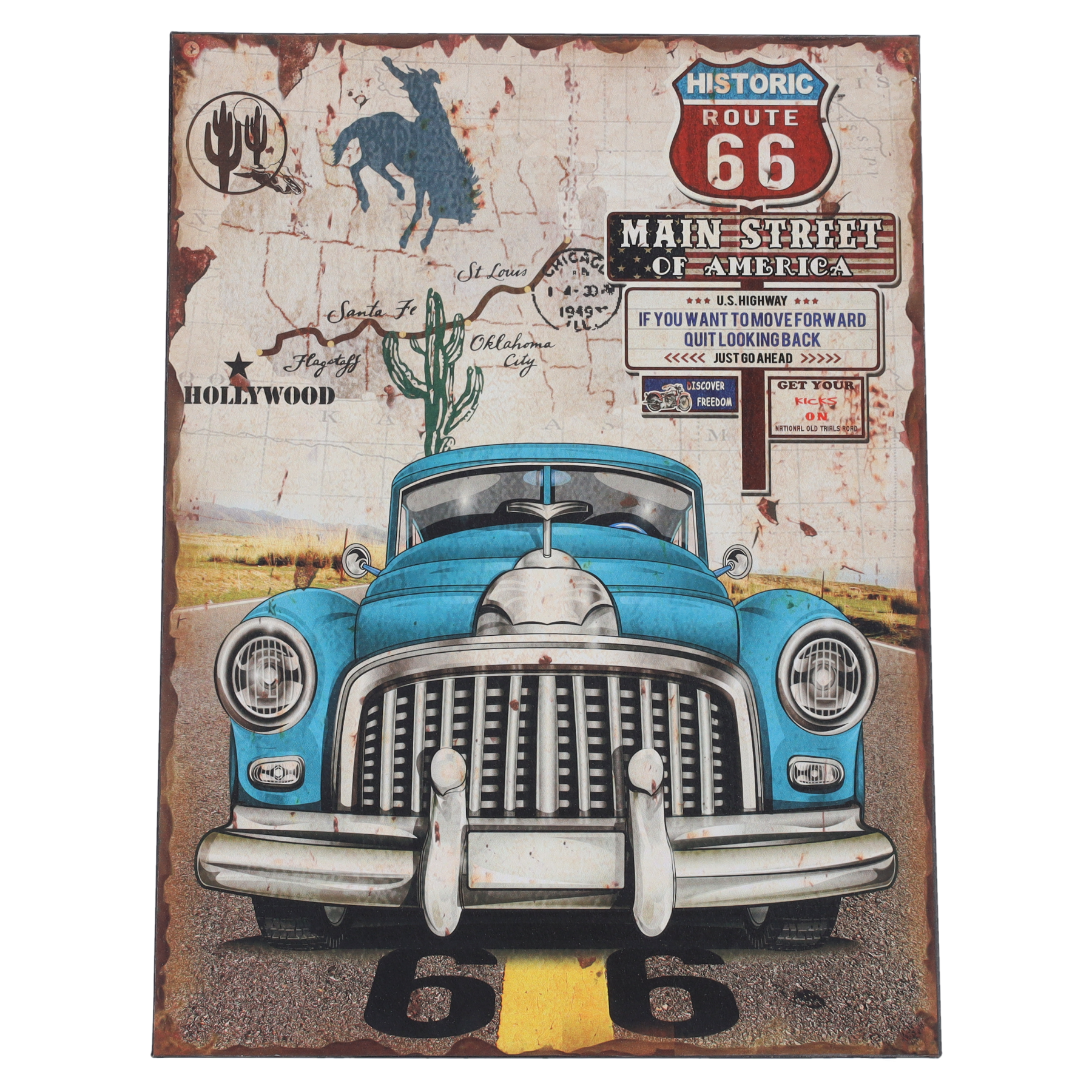 Insegna decorativa latta car blu 30x40