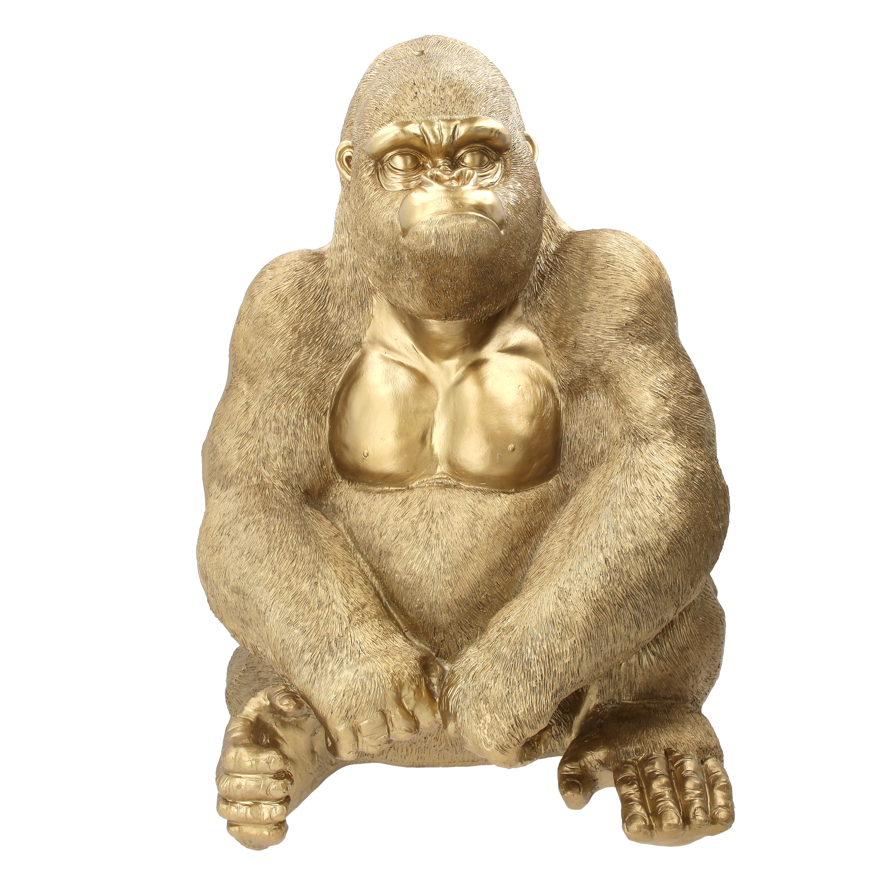 Gorilla gold in resina statua grande 45 x 40 x 58 h cm