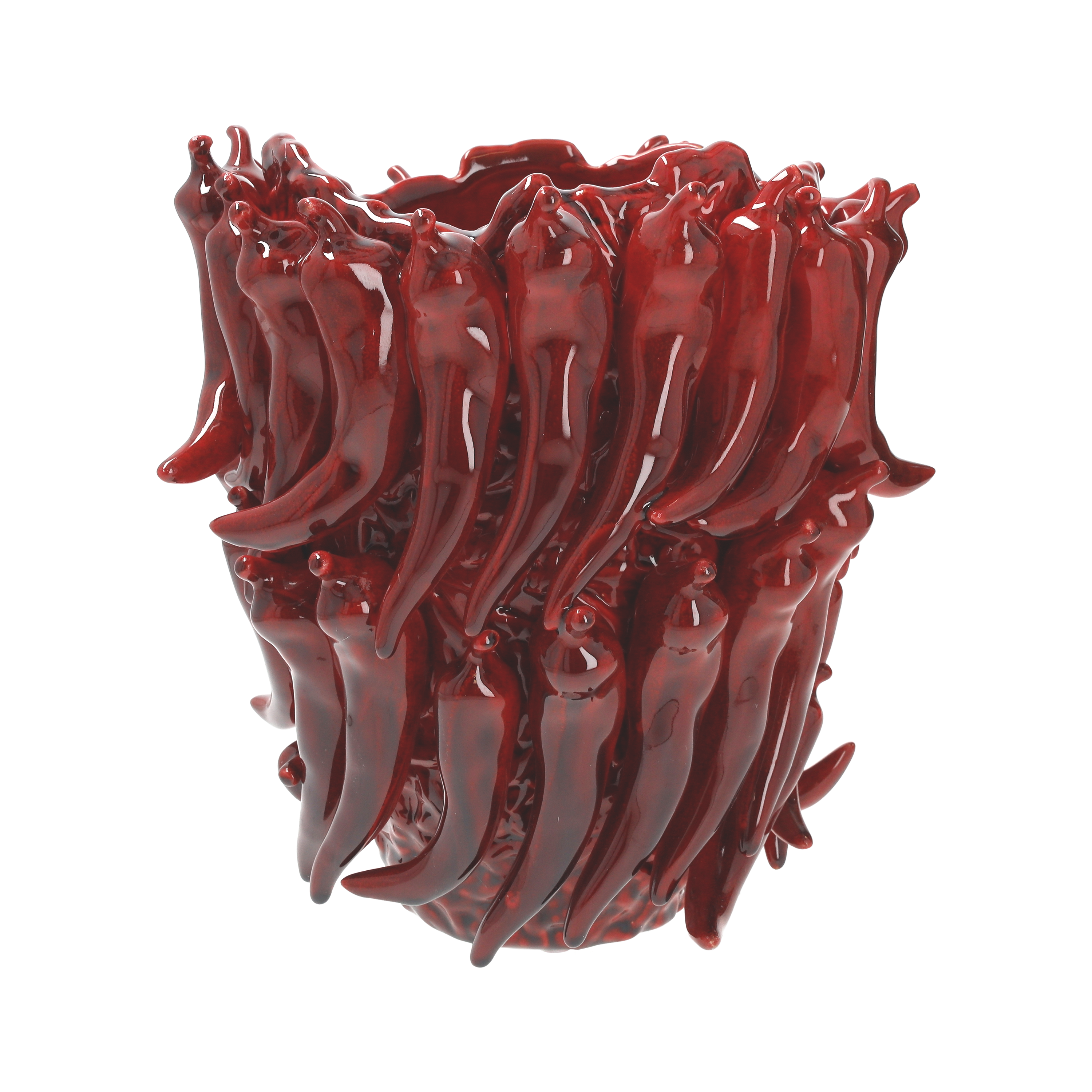 Vaso peperoncini medio rosso bordeaux in ceramica h 30 d 28 cm
