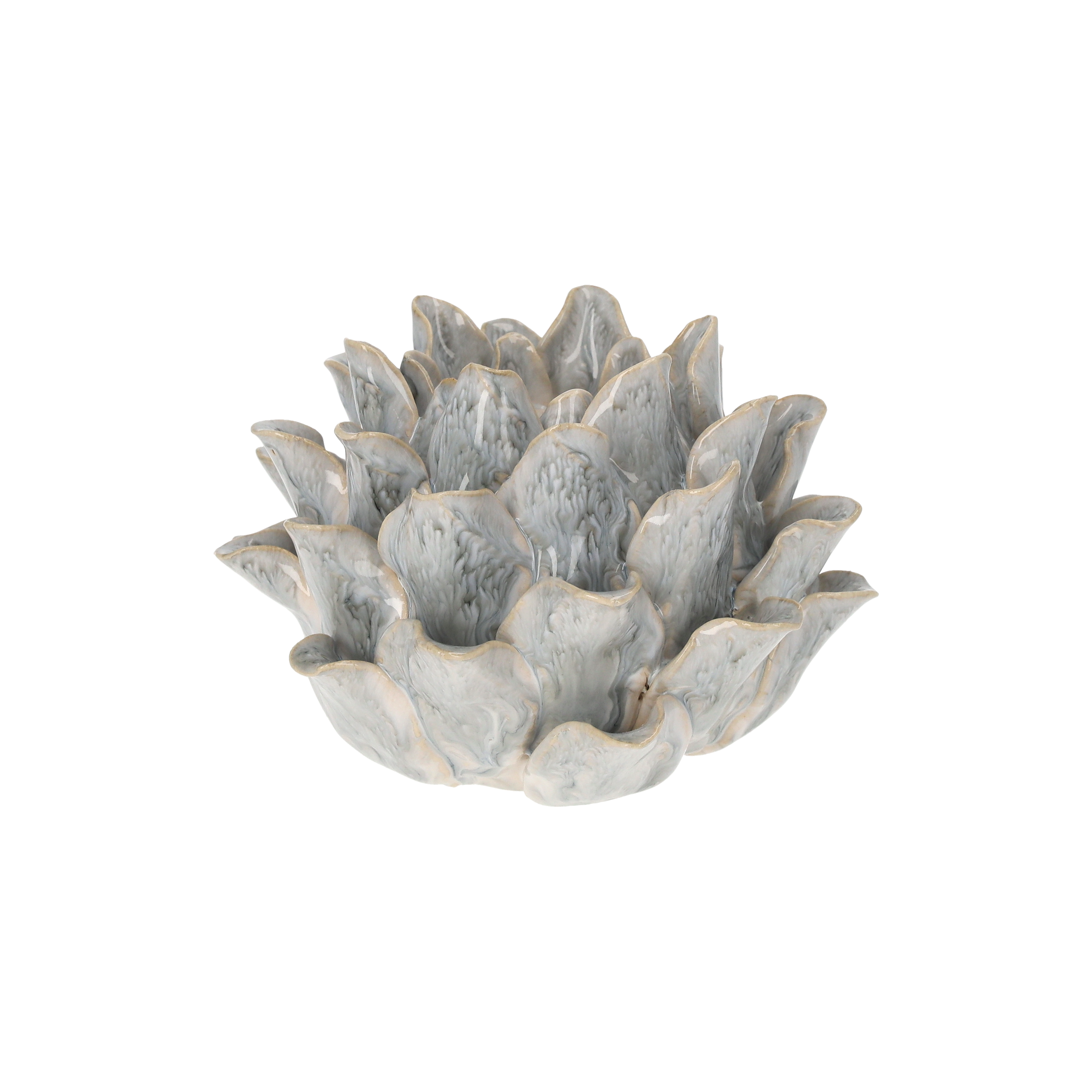 Portacandela foglie in ceramica h 11 d 18 cm