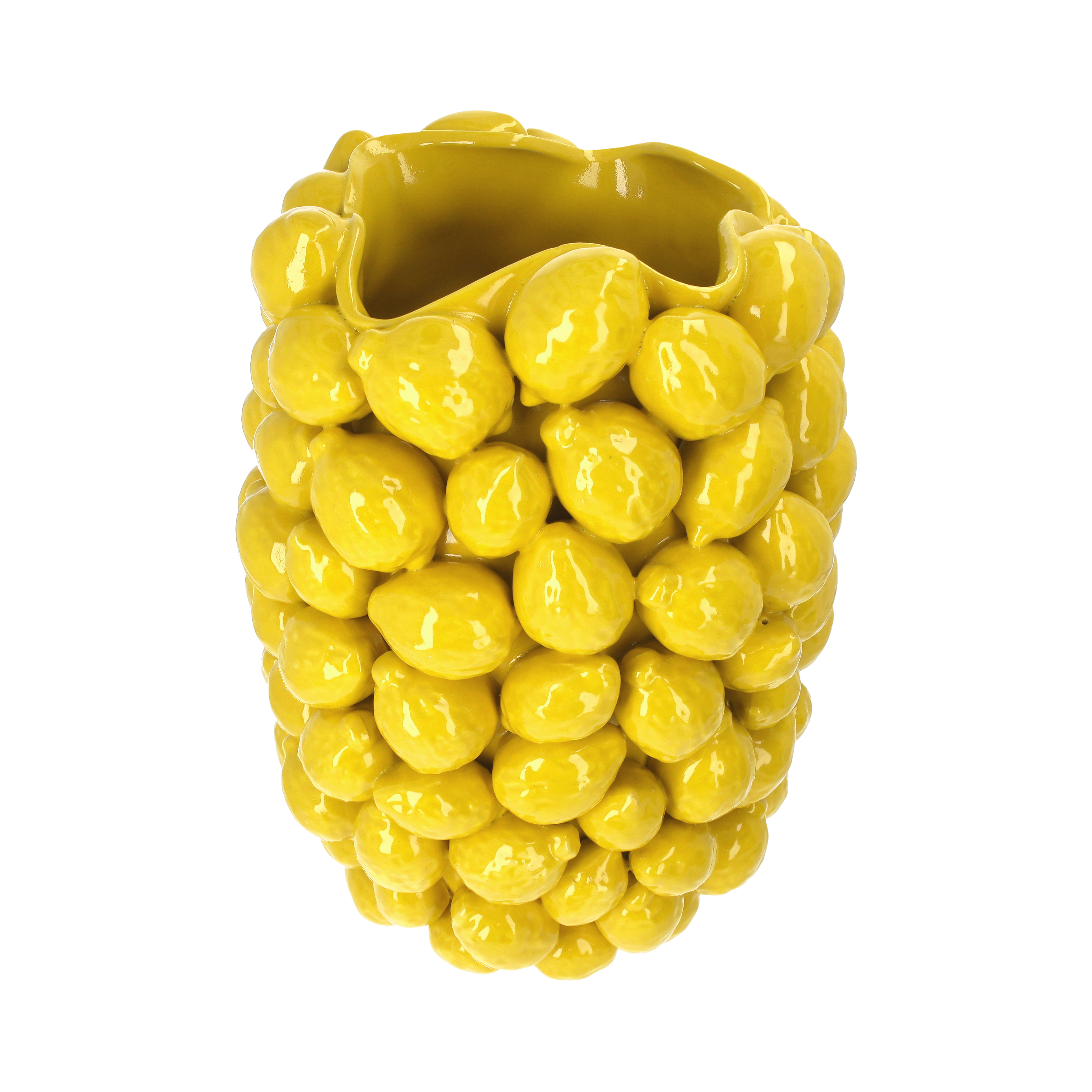 Vaso limoni colore giallo in ceramica h 46 d 32 cm