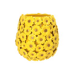 Vaso margherite giallo in ceramica h 28x30 cm