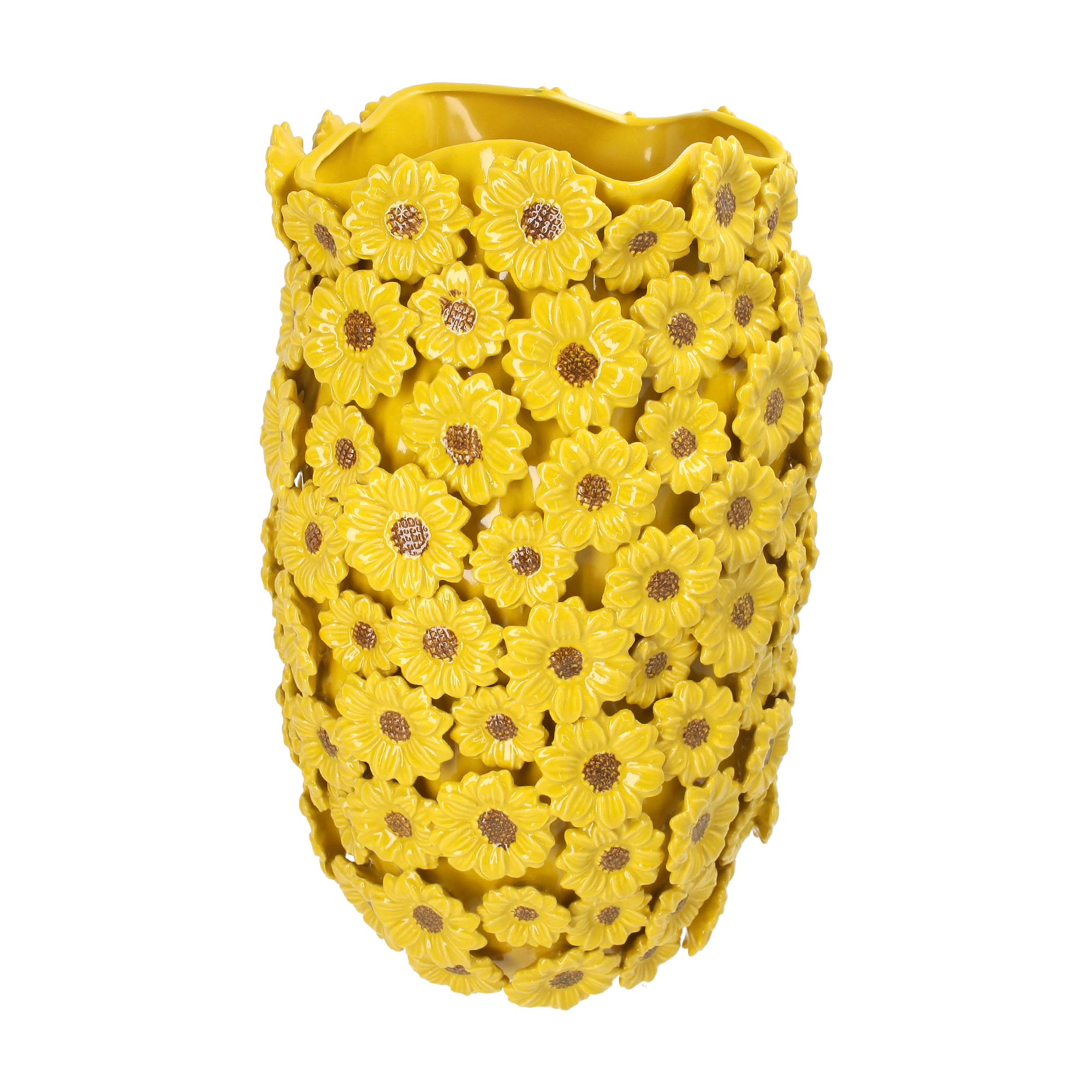 Vaso margherite giallo in ceramica h 45x30 cm