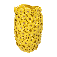 Vaso margherite giallo in ceramica h 45x30 cm