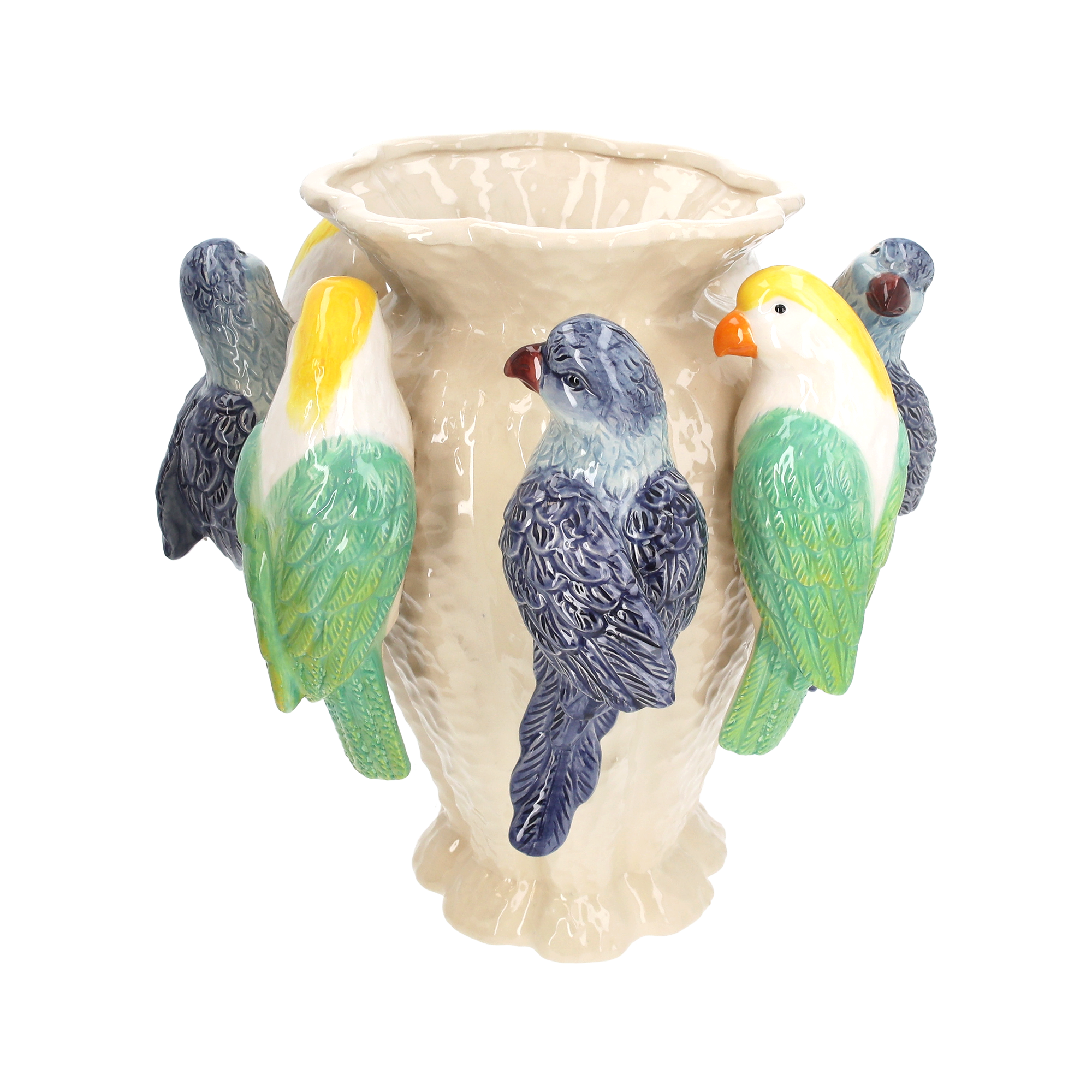 Vaso pappagalli in ceramica h 36 d 35 cm