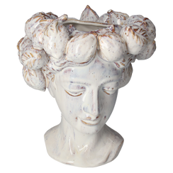 Vaso testa donna con limoni in ceramica d 25 h 28 cm