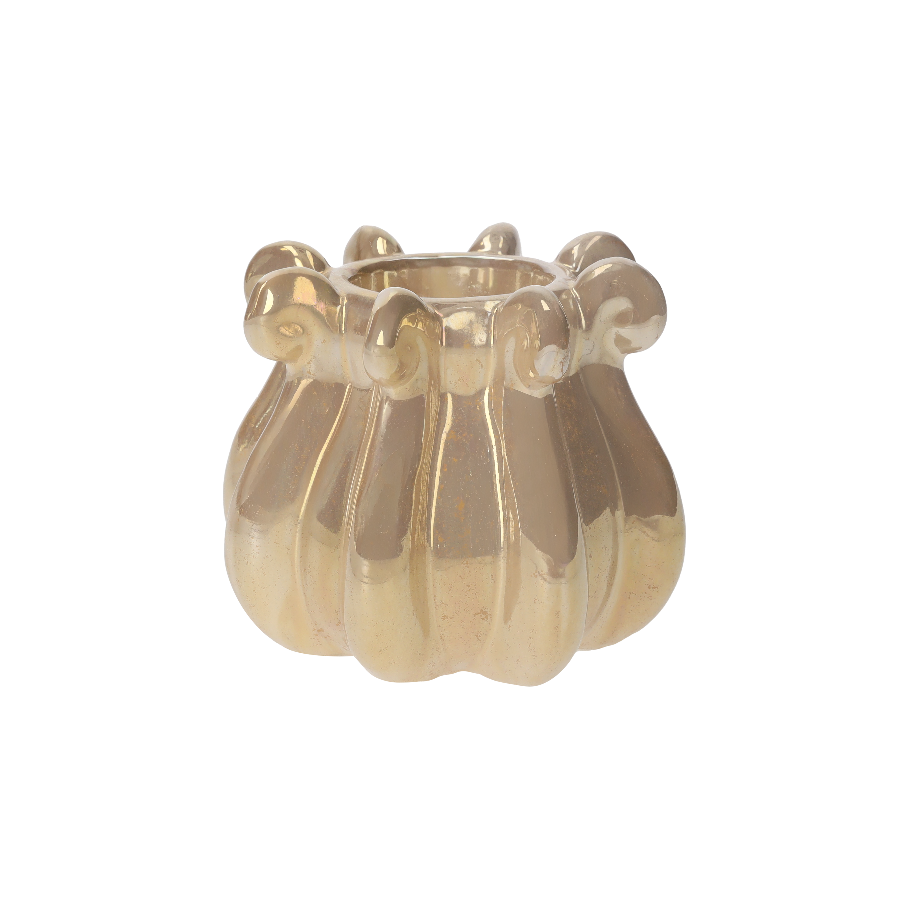 Portacandela tentacoli bianco perlato in ceramica d 15 h 12 cm