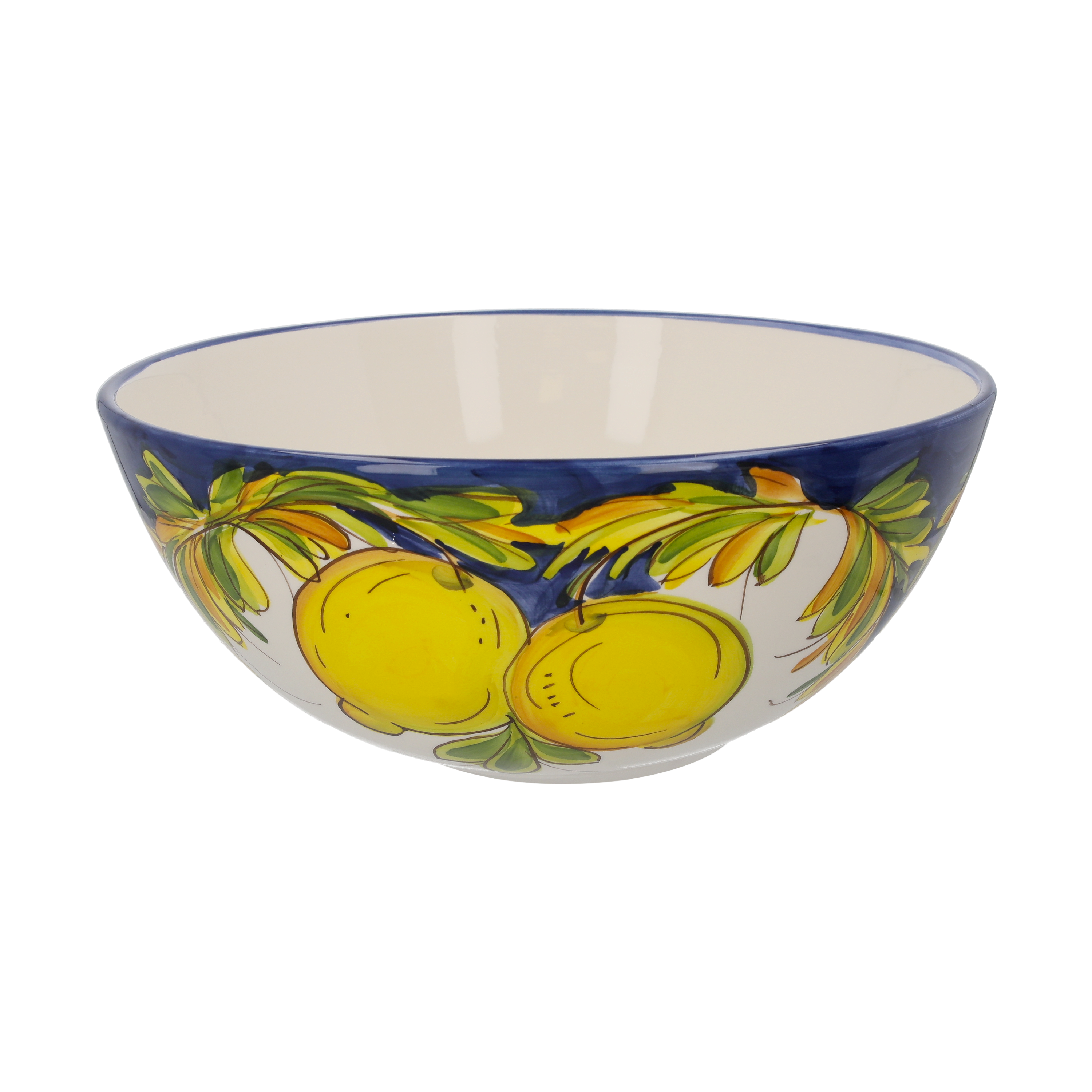 Insalatiera in ceramica di Bassano decorazione limoni, Altezza cm 12
