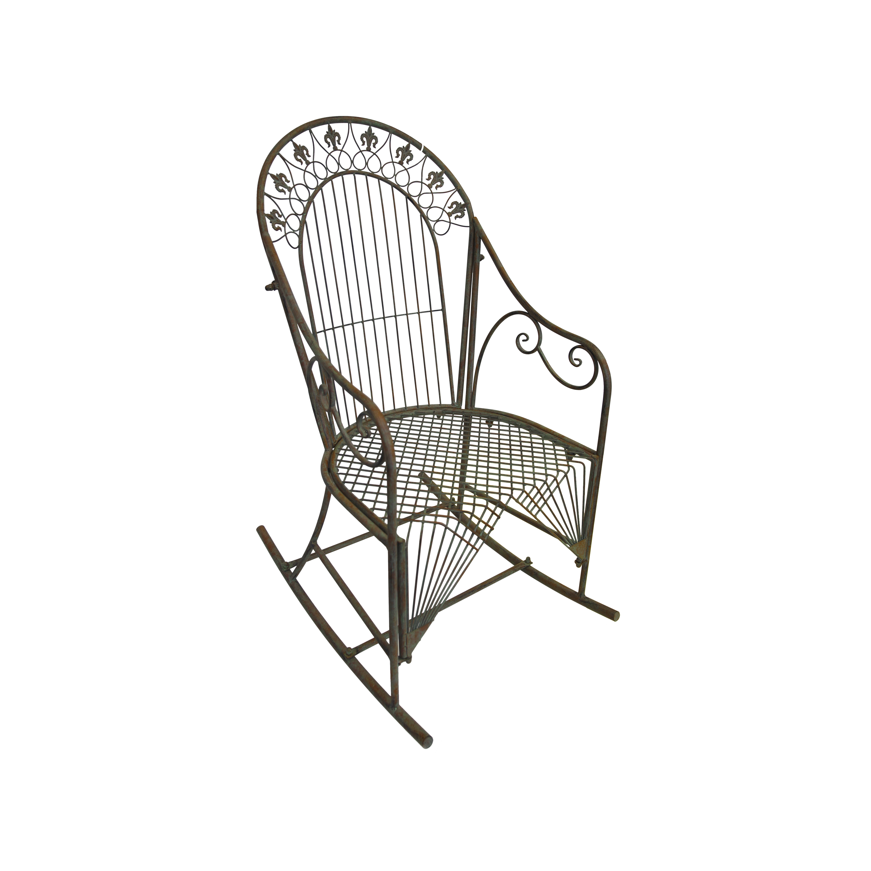 Sedia a dondolo in ferro verde inglese 78,5x56x112 H cm