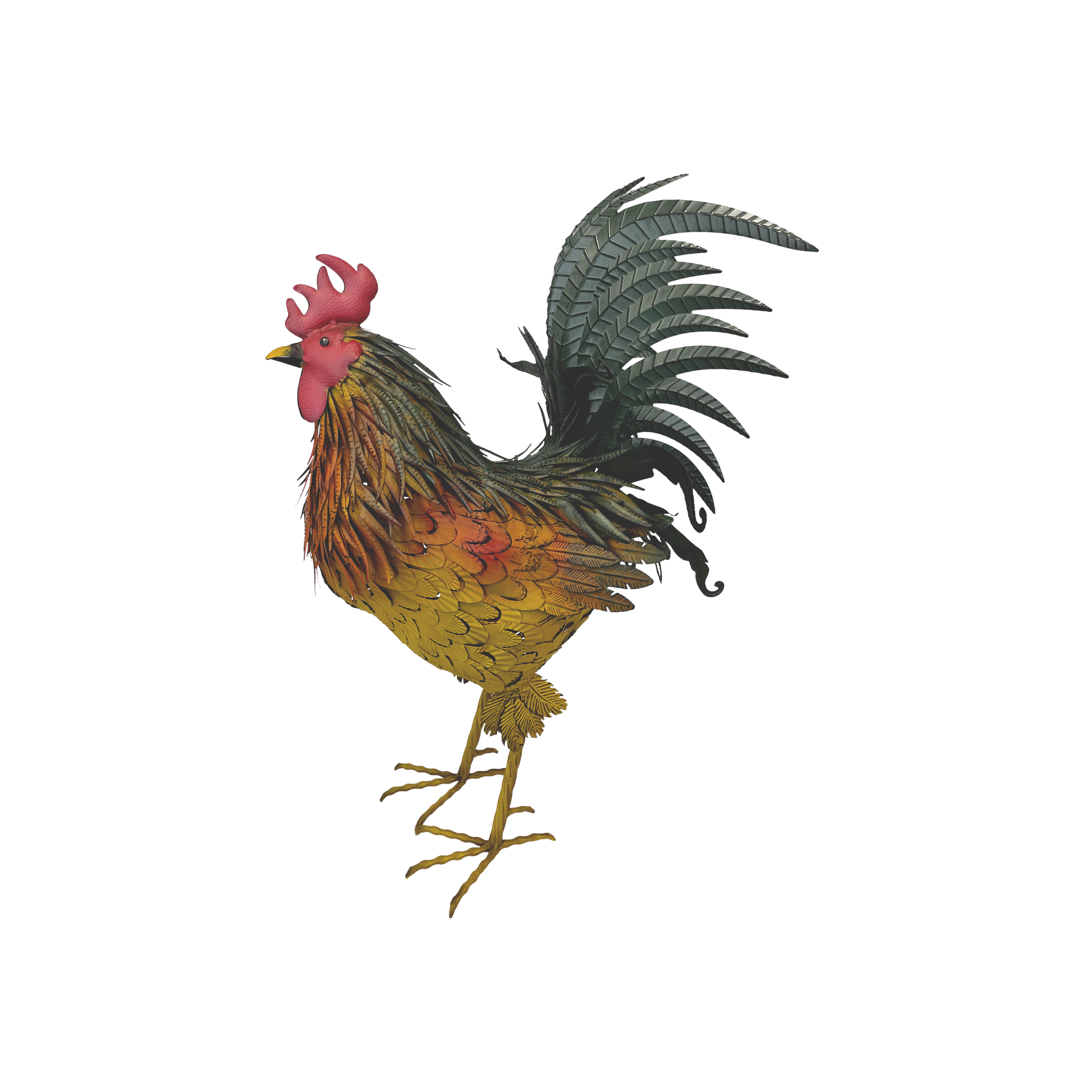 Gallo gigante h 95x70x40 cm variopinto in ferro