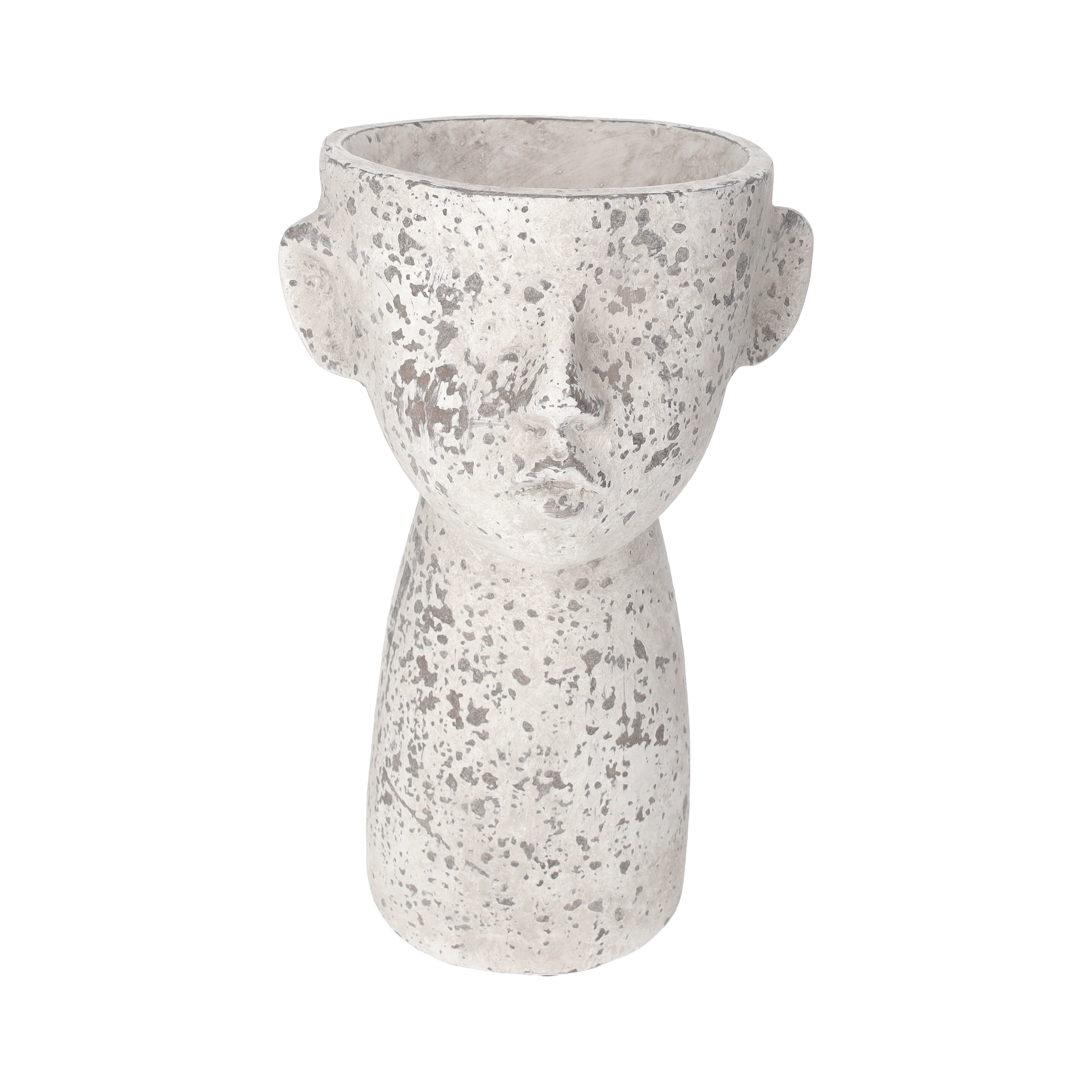 Testa porta fiori snello h 31x17 cm in resina grigio decapato