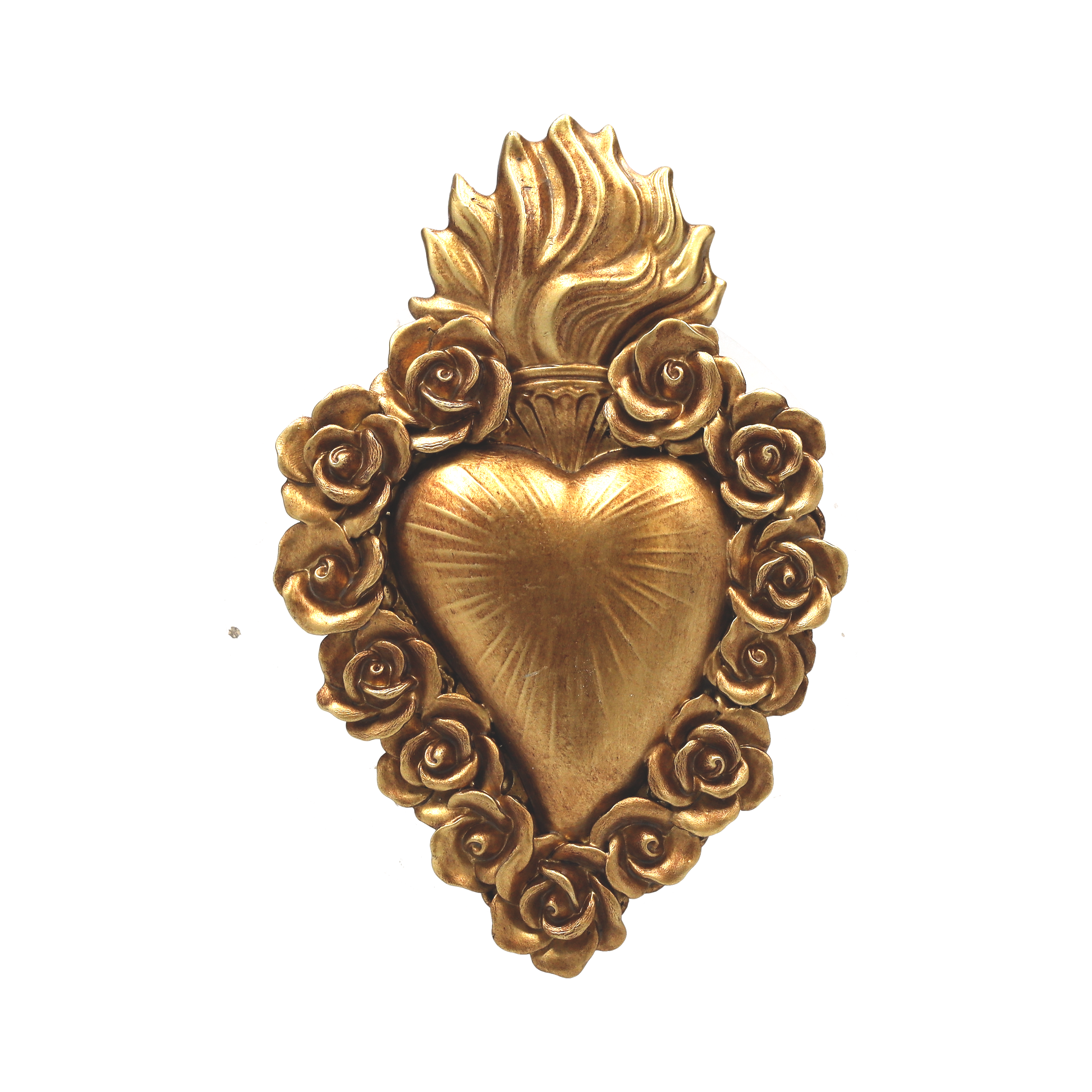 Cuoricino in resina gold rose h 17x11 cm