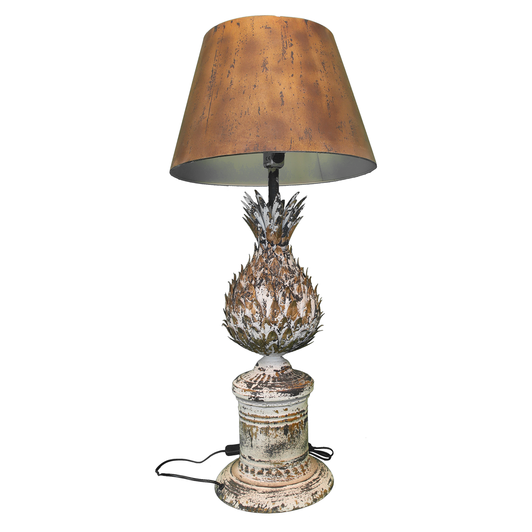 Lampada ananas con paralume in ferro h 97 d 45 cm