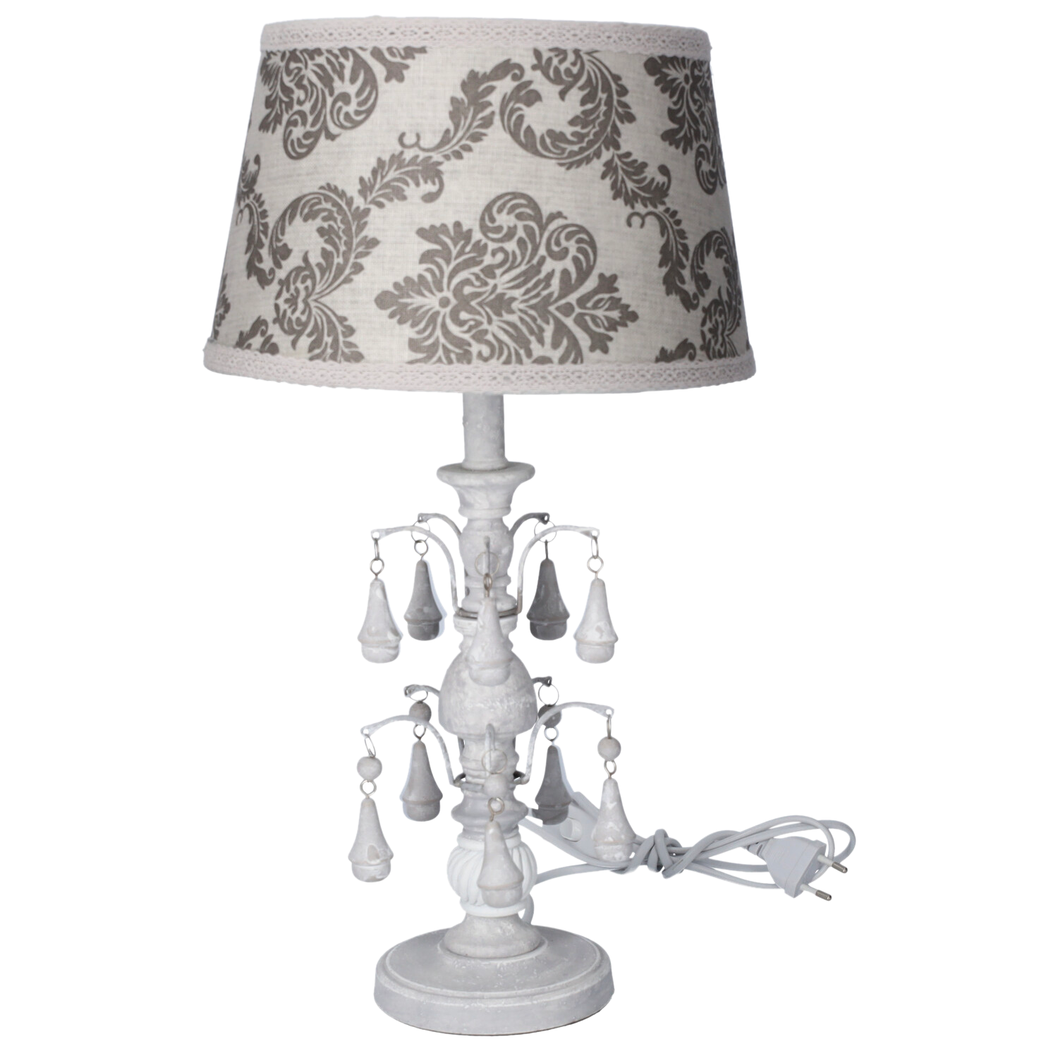 Lampada pendagli con paralume h 46 d 25 cm in resina e stoffa