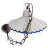Lampadario cm 39 con catena bordo blu ceramica