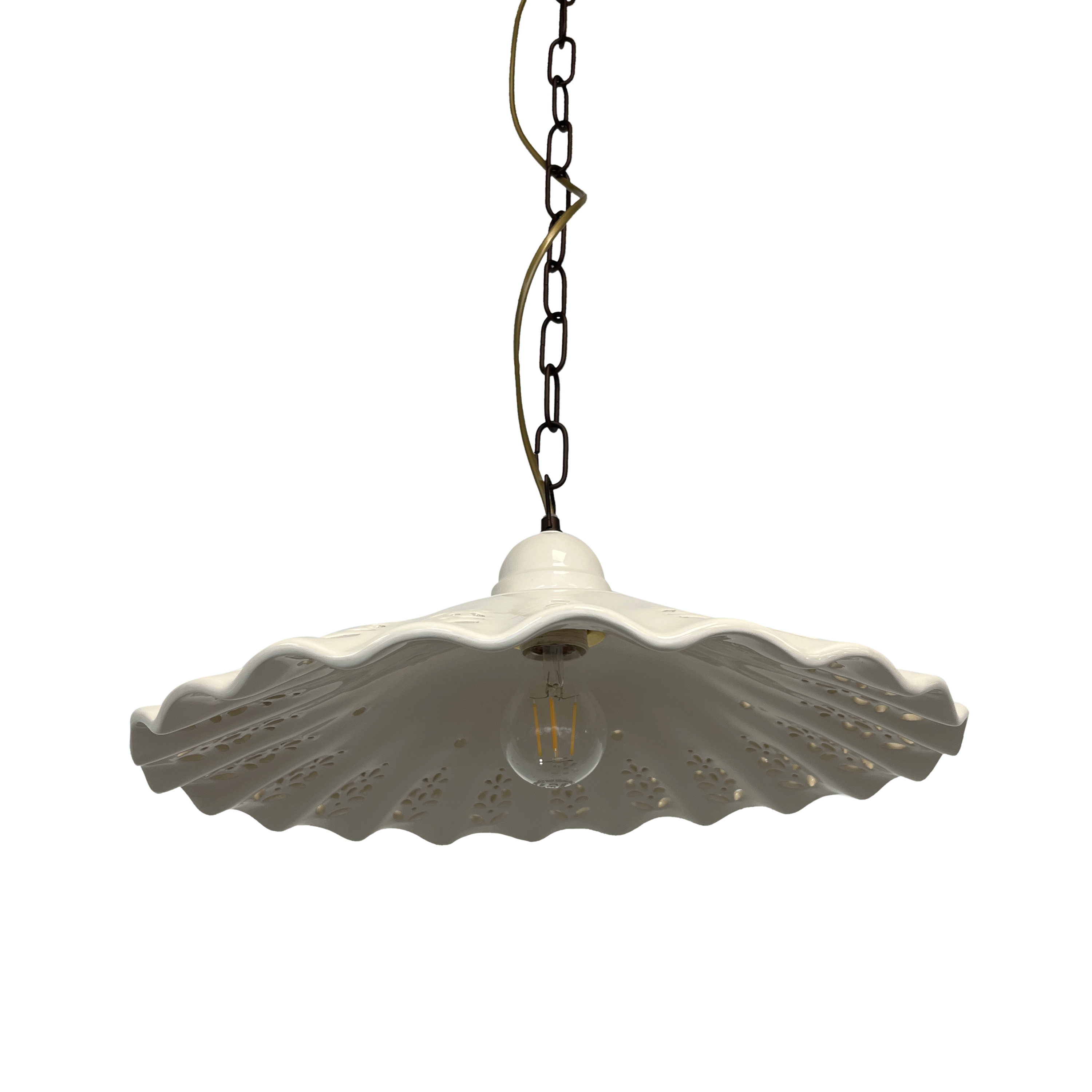 Lampadario a sospensione traforato con catena Ø43 cm