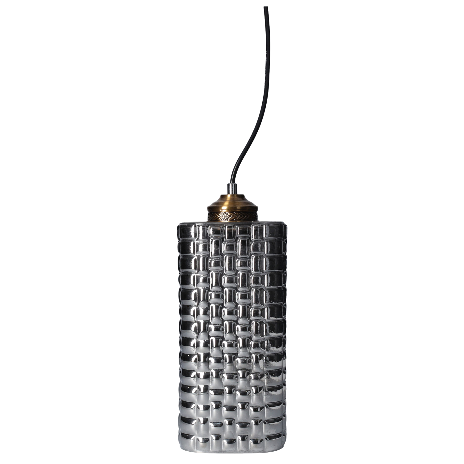 Lampadario sfaccettato in vetro grigio h 110 x 12 x 12 cm