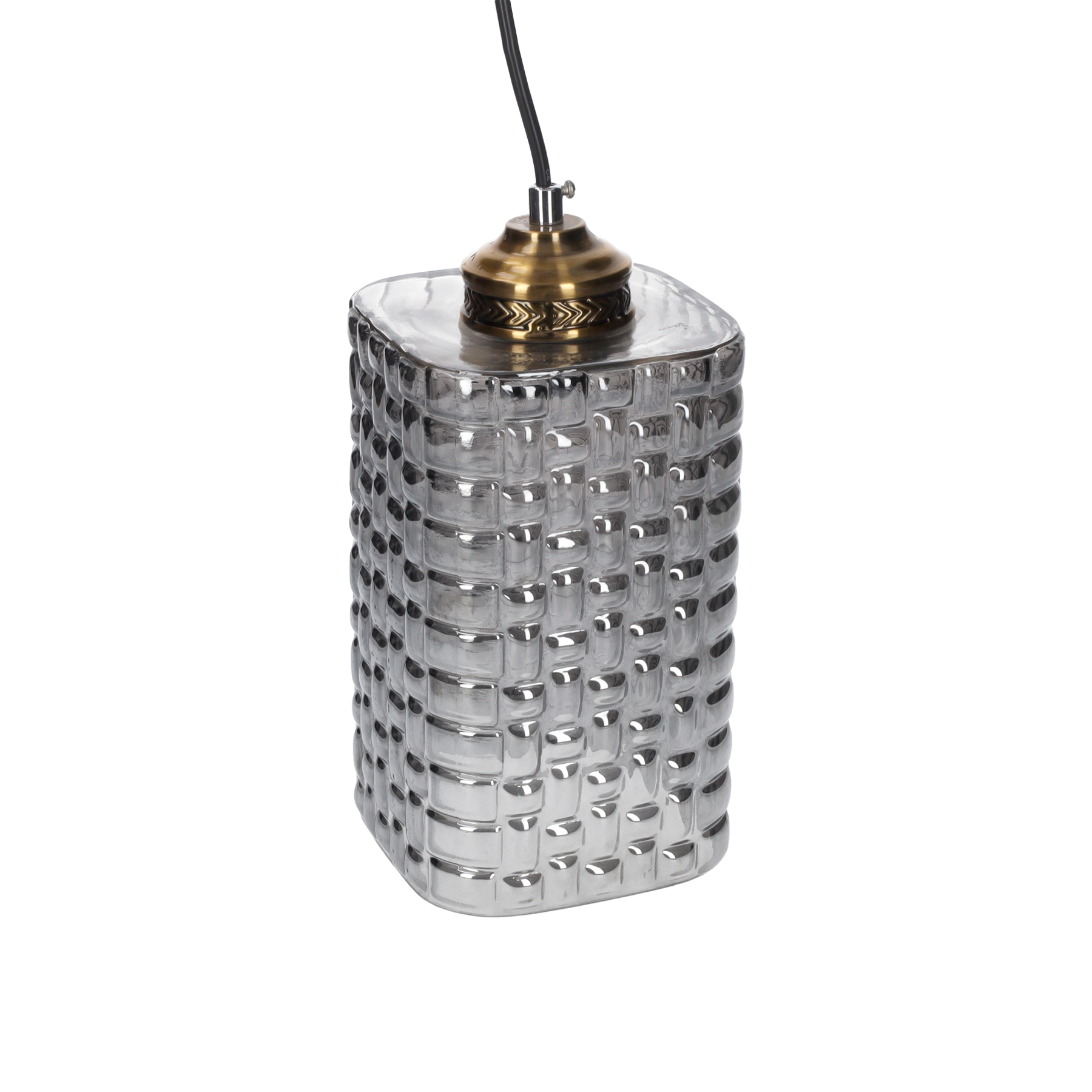 Lampadario sfaccettato h 105x12x12 cm in vetro grigio