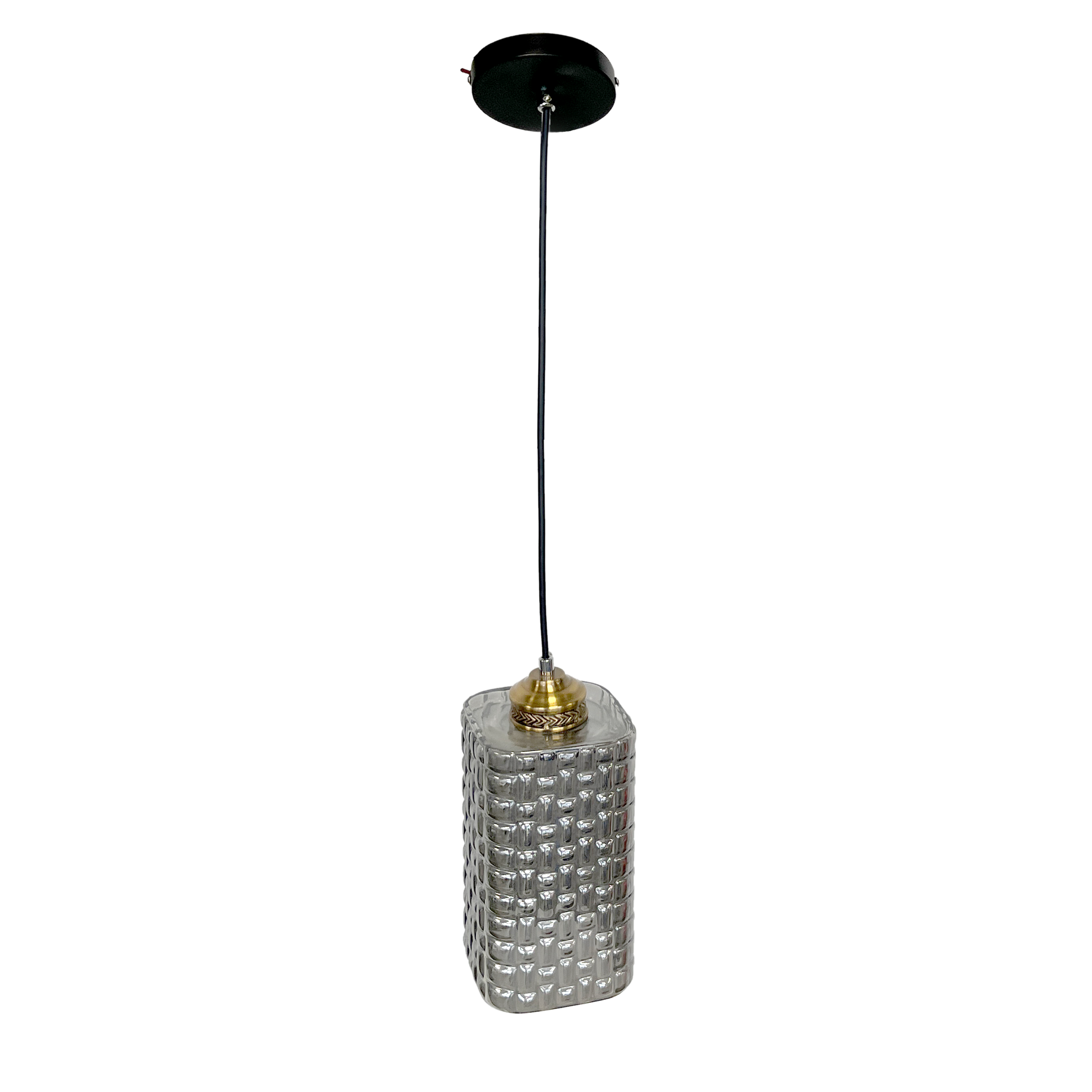Lampadario sfaccettato h 105x12x12 cm in vetro grigio