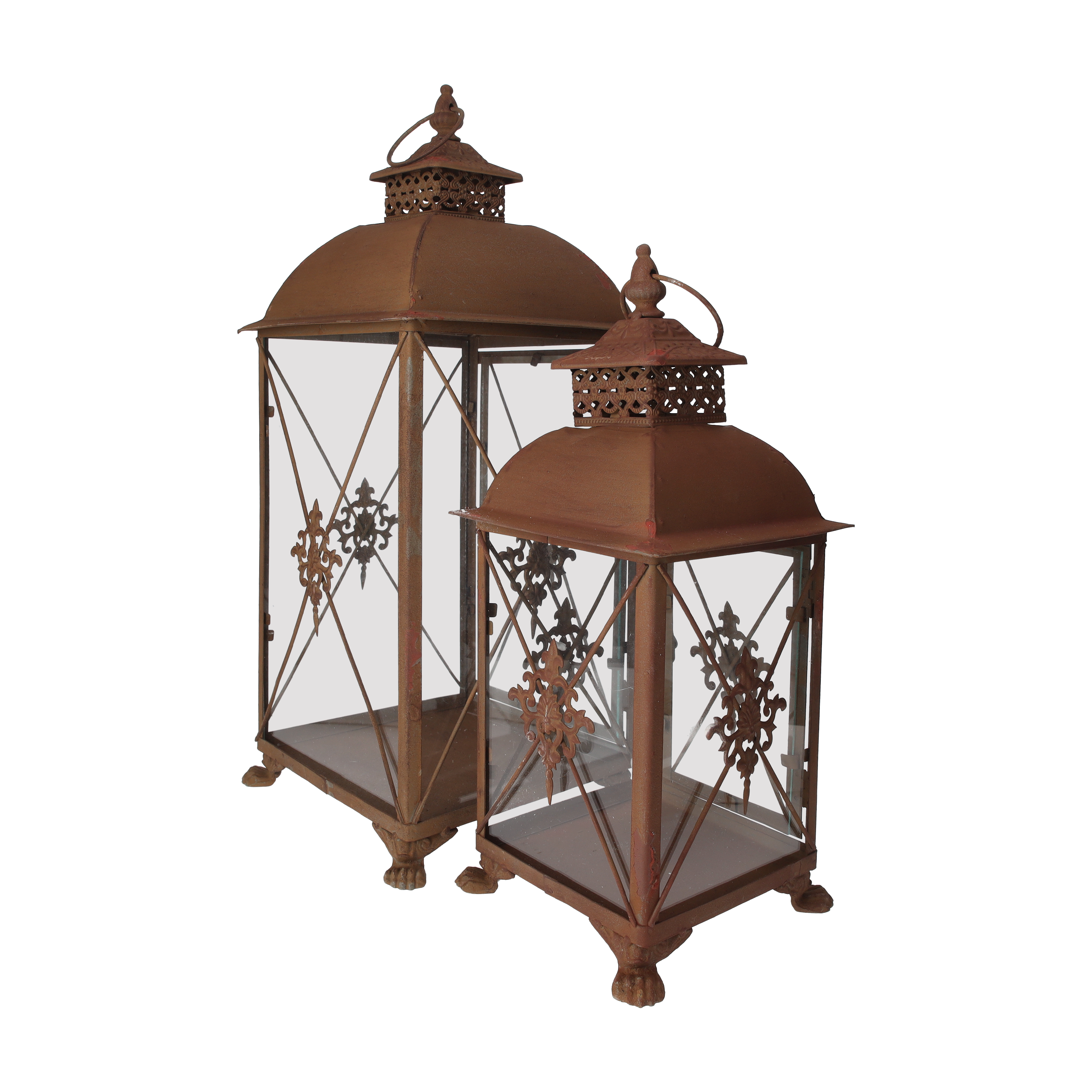 Set lanterne ruggine h 57x23x23 cm in ferro
