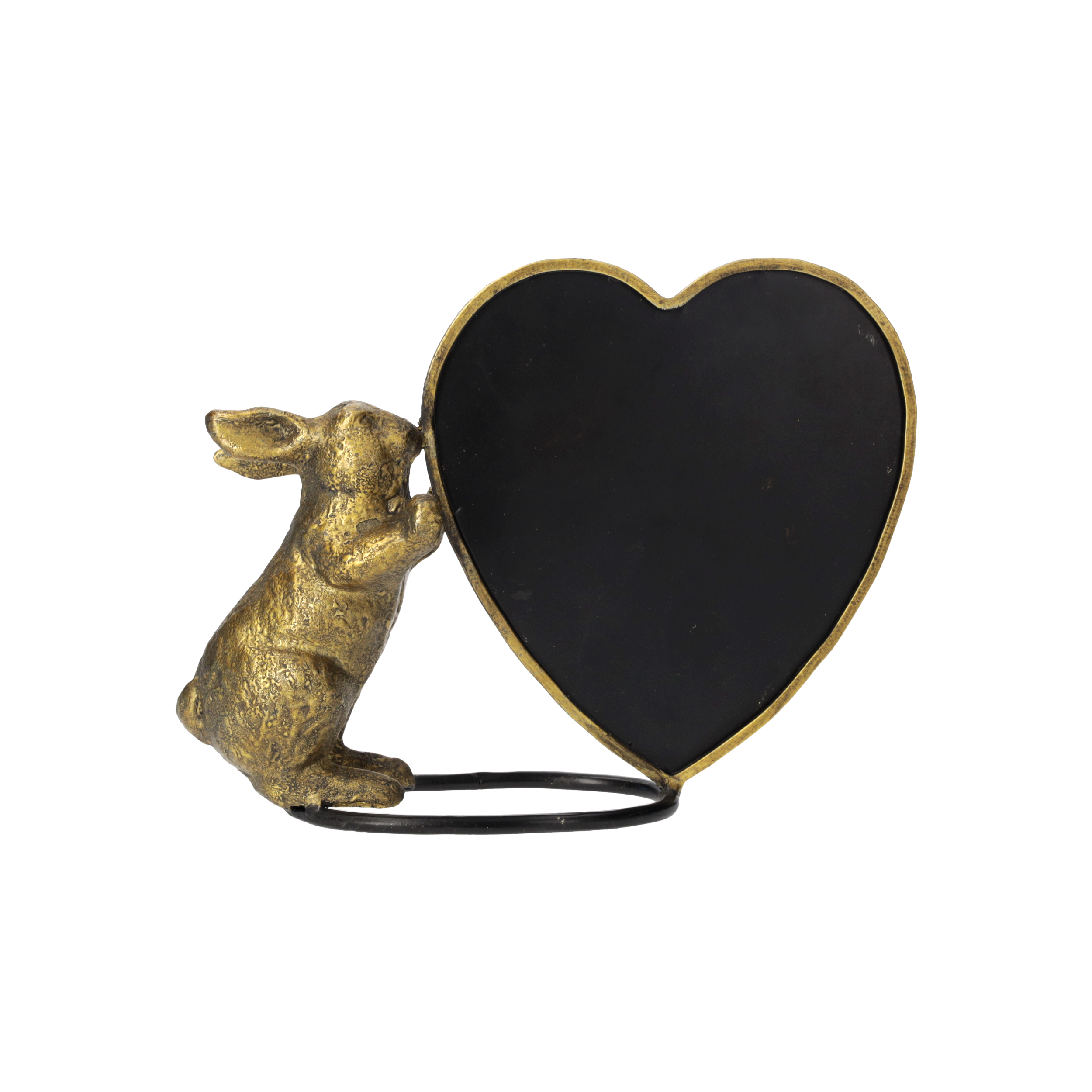 Coniglio decorativo metallo oro/nero lavagna H18x25x7