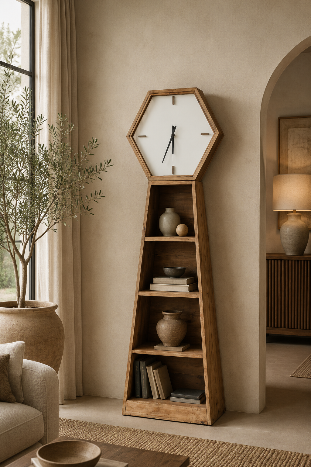 Libreria con orologio 55 x 28 x 180 h cm